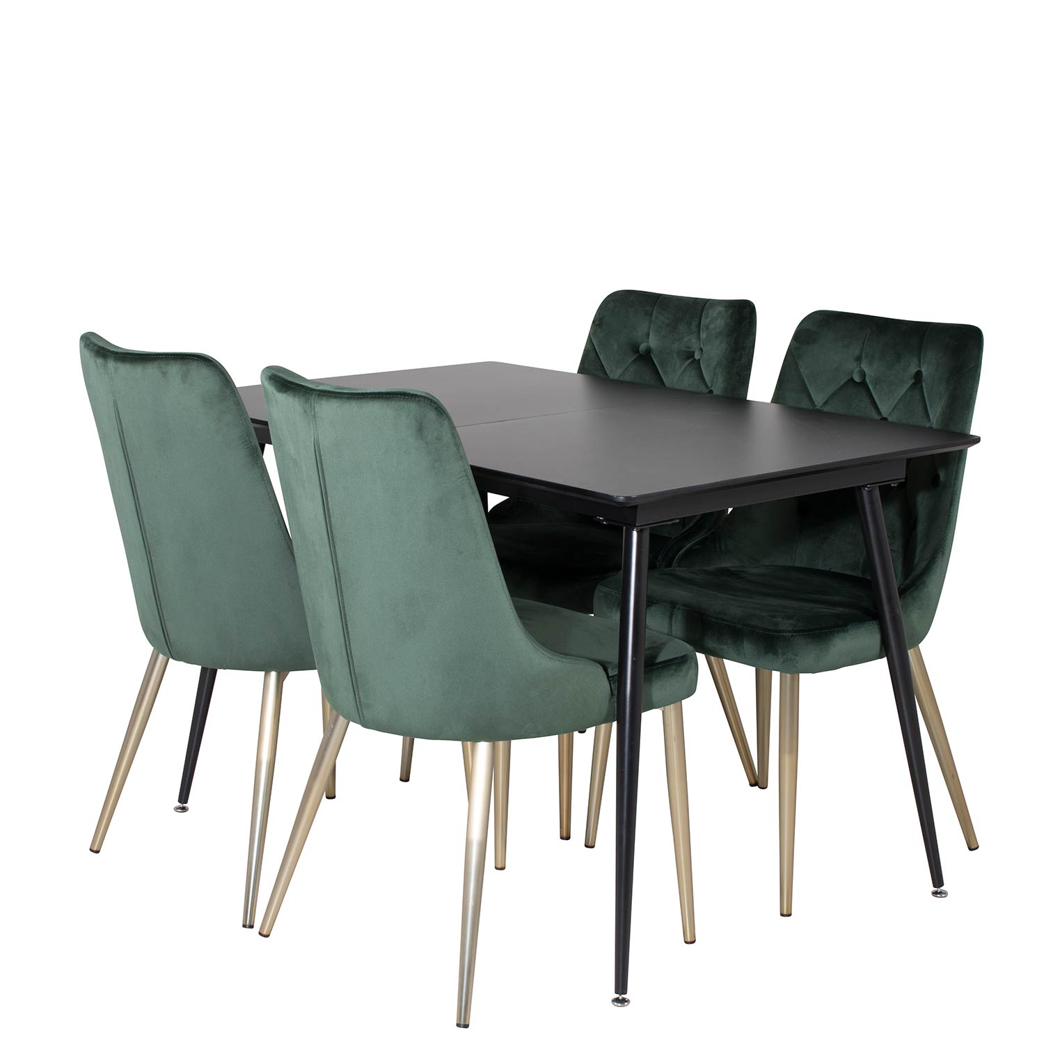 Matgrupp Venture Home Silvia med Iläggsskiva och 4 Vera Stolar Sammet