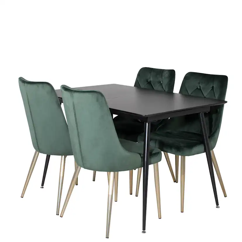 Matgrupp Venture Home Silvia med Iläggsskiva och 4 Vera Stolar Sammet