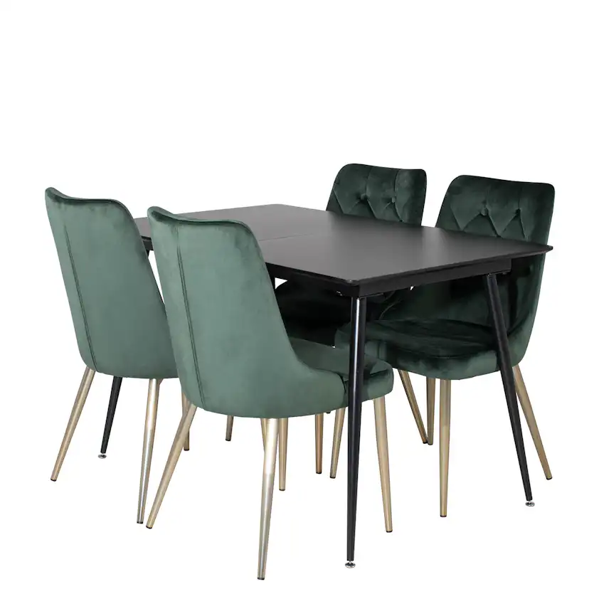 Matgrupp Venture Home Silvia med Iläggsskiva och 4 Vera Stolar Sammet