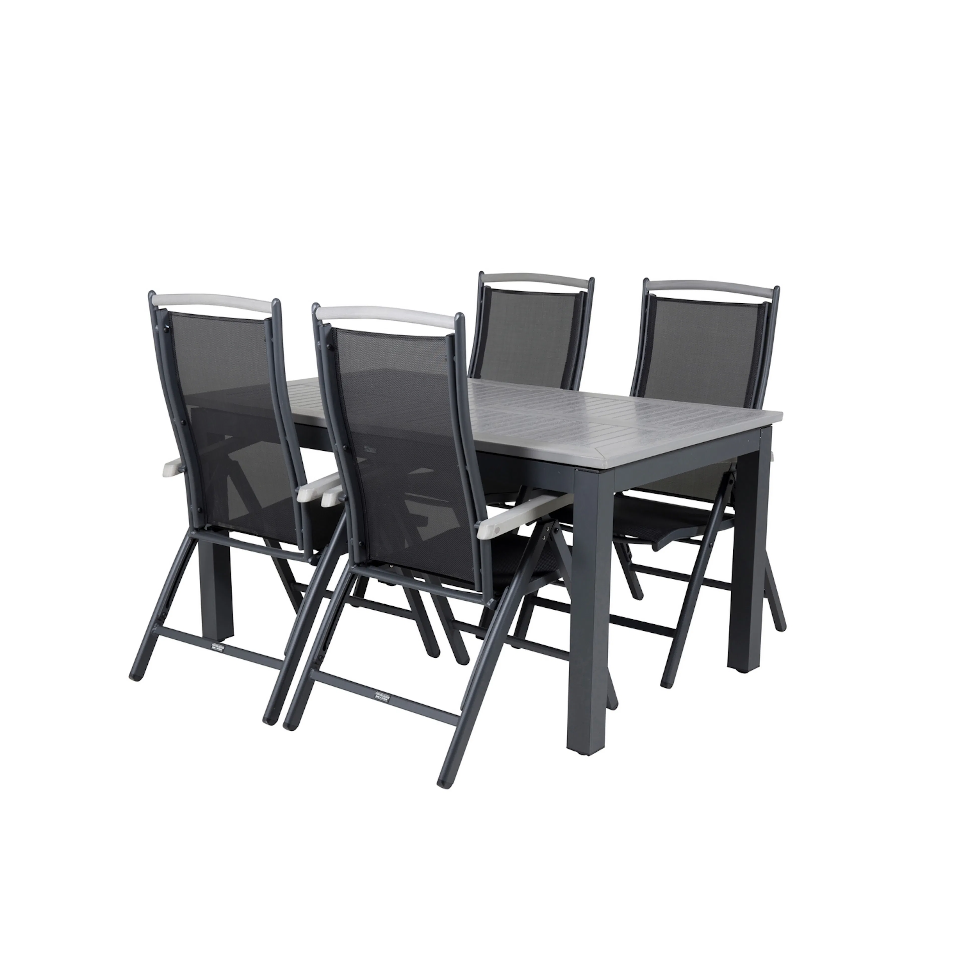 Albany Dining Table 160/240*100 - Svart Alu / Grey Aintwood+ Svart/Grå