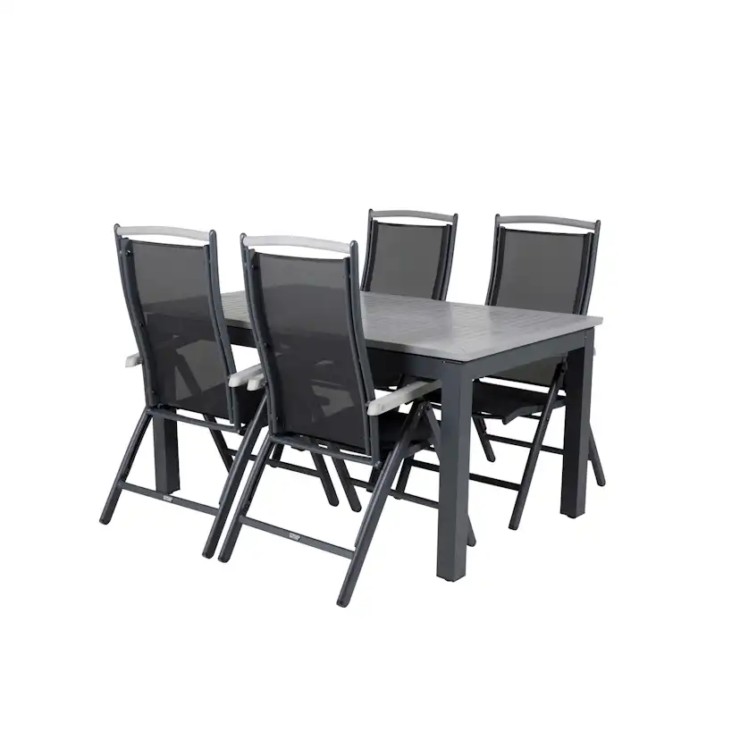 Albany Dining Table 160/240*100 - Svart Alu / Grey Aintwood+ Svart/Grå