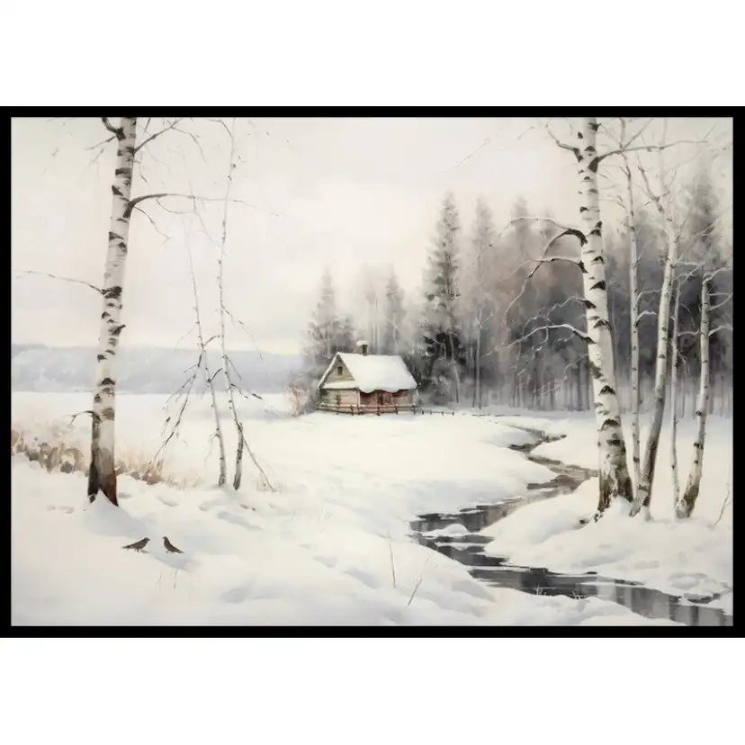 Poster Gallerix Cottage Winter Landscape