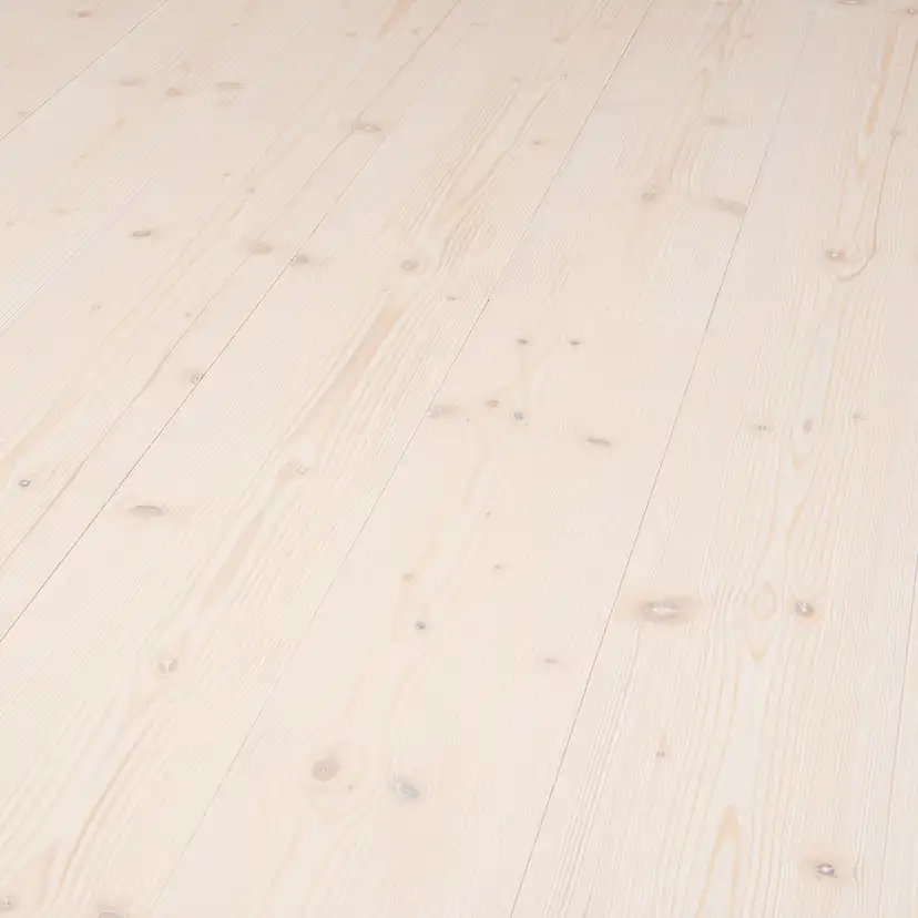 Massivt Trägolv DalaFloda HardSpruce Pearl Borstat & Vittonat 1-Stavs Grangolv