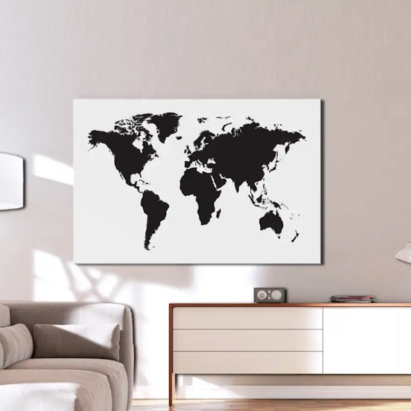Anslagstavla Arkiio World Map Black and White Elegance