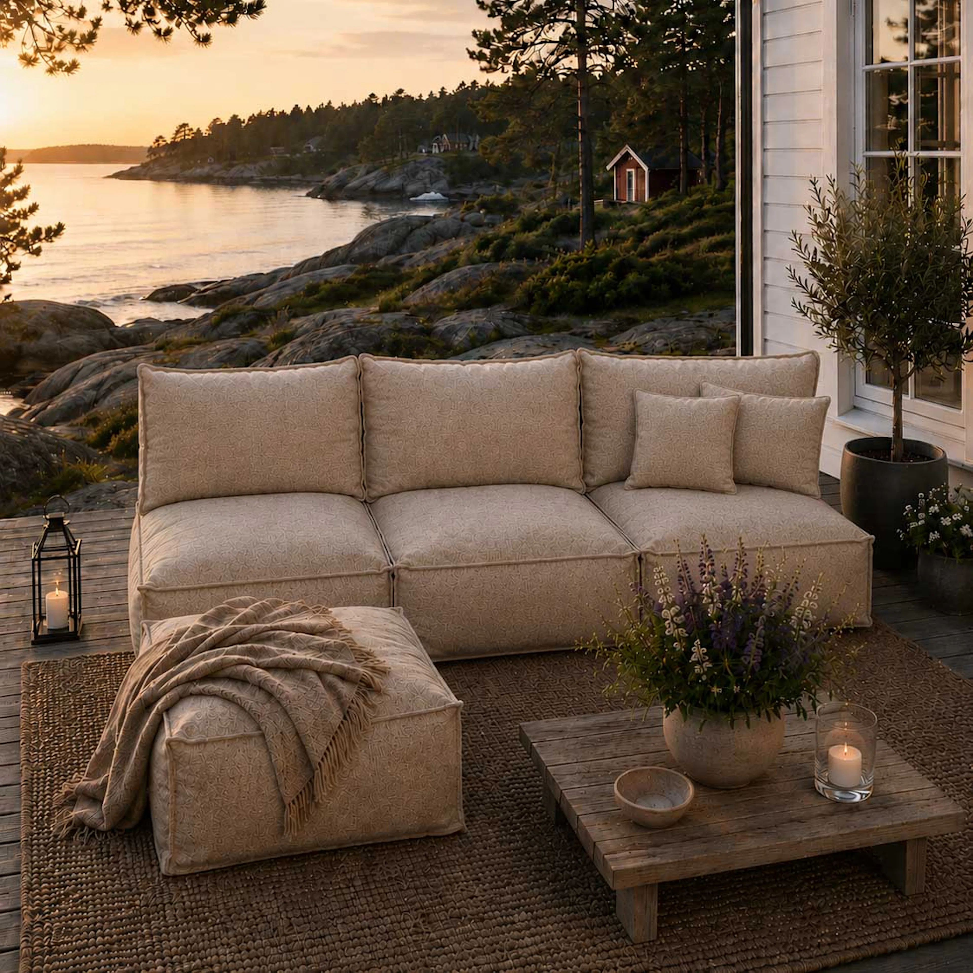 Loungegrupp Jabo Visby 3-sits med Fotpall 