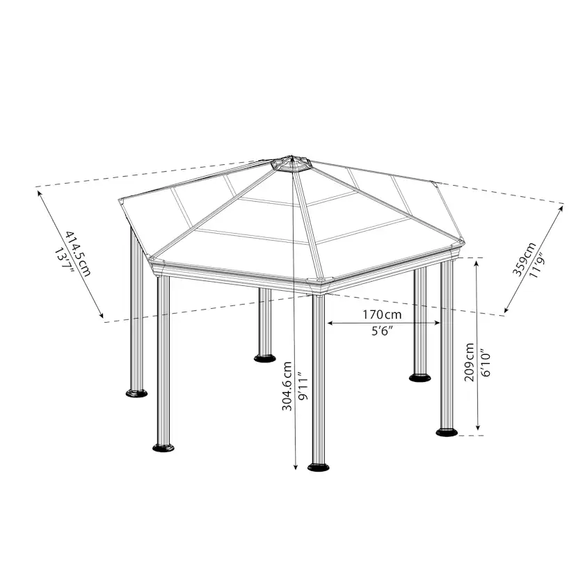 Canopia Roma Hardtop Aluminium Paviljong För Hela Säsongen 3,6 X 4,2 m