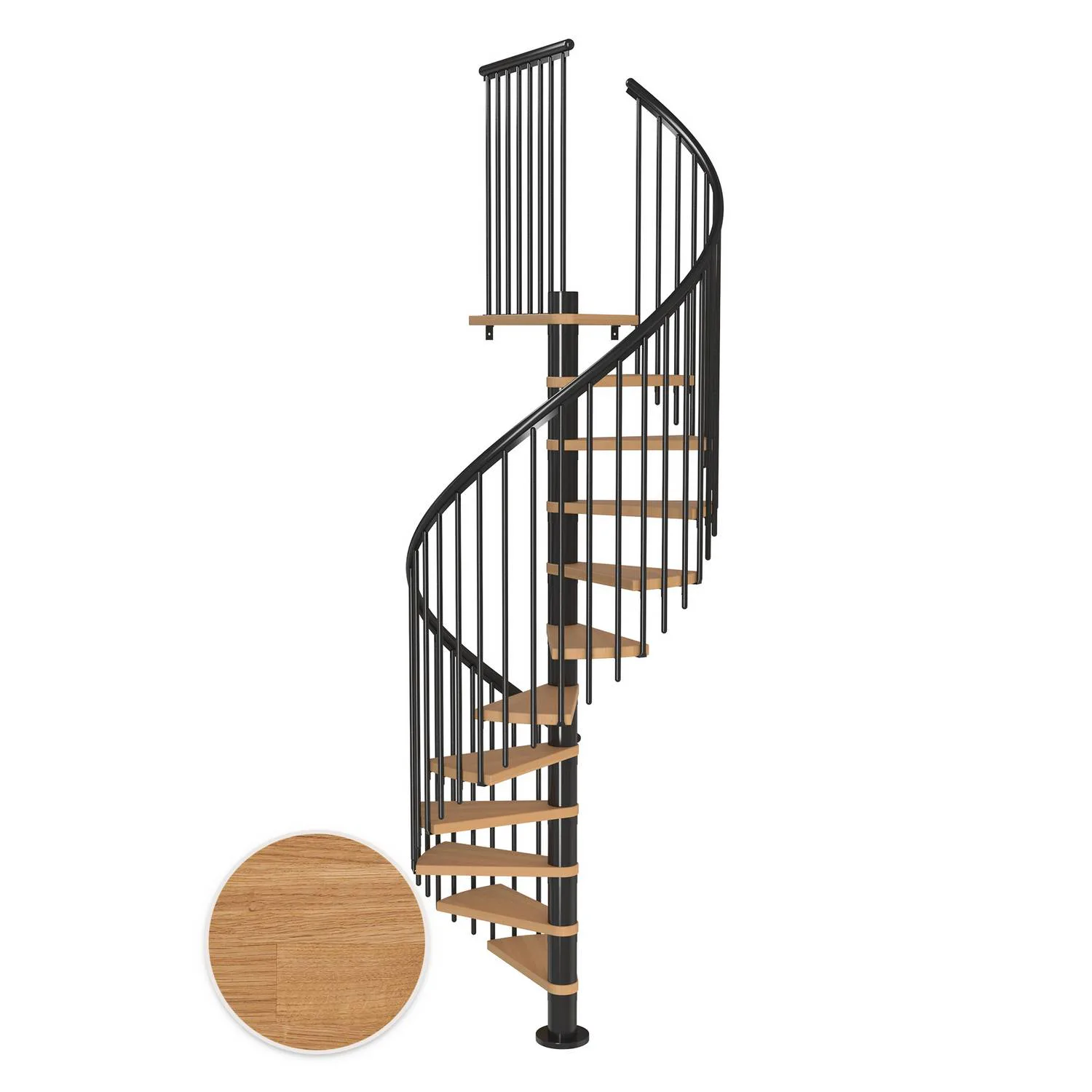 MONTREAL spiral ek oljad antracit CLASSIC4 12T Ø120 Antracit, D: 1200 mm, Golv till golv höjd: 2700-3090 mm, 12+1 steg