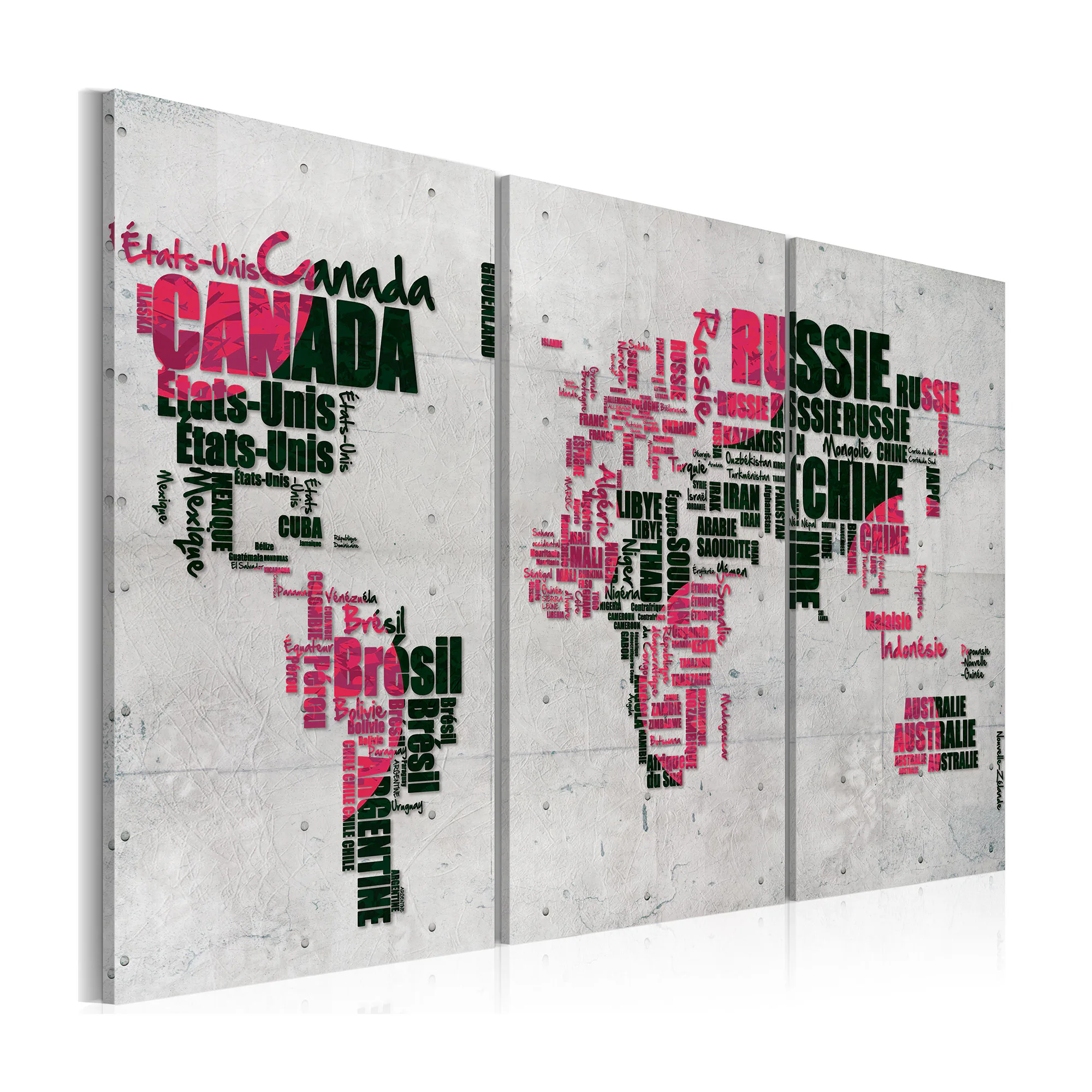 Tavla Arkiio Karta Över Världen Franska Triptych