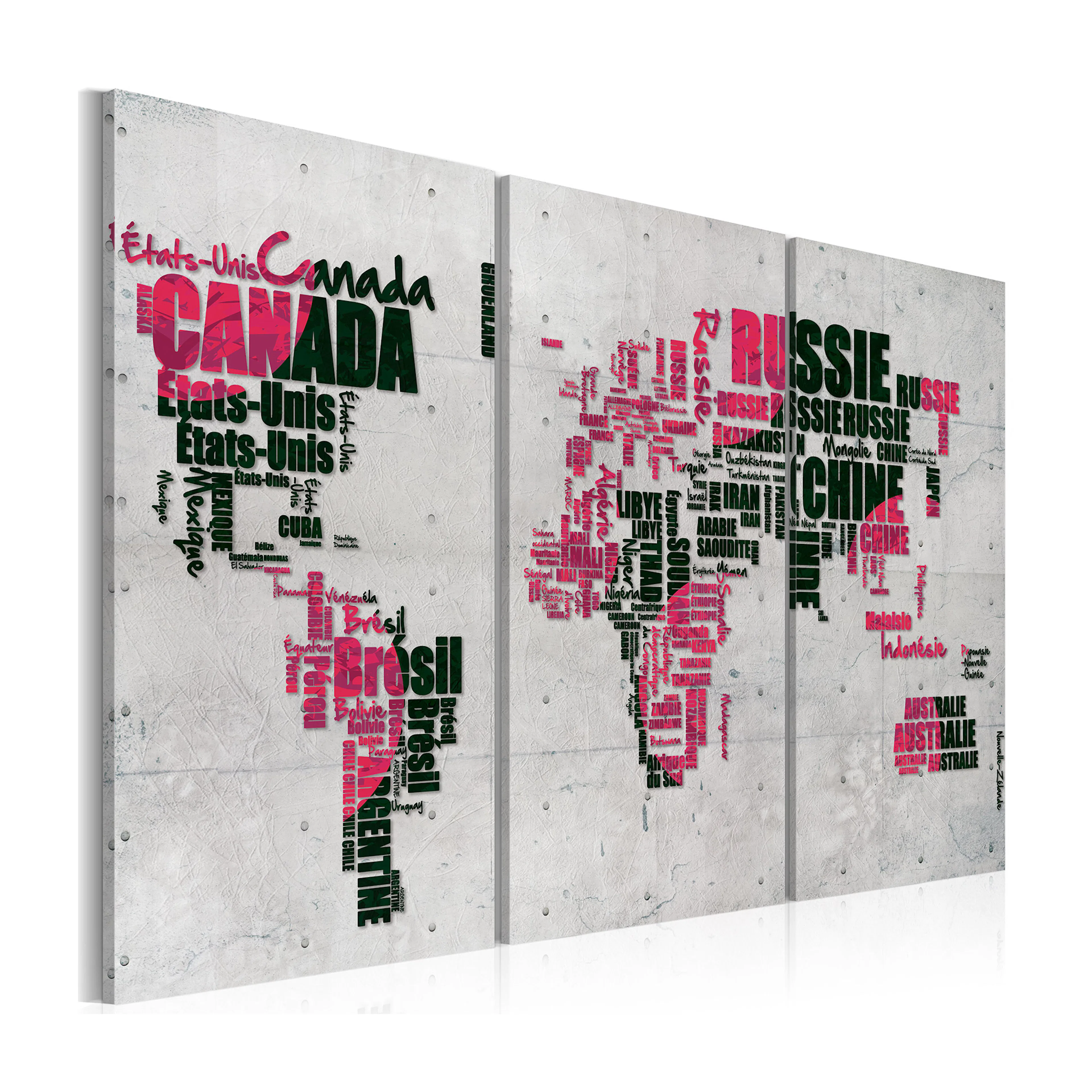 Tavla Arkiio Karta Över Världen Franska Triptych