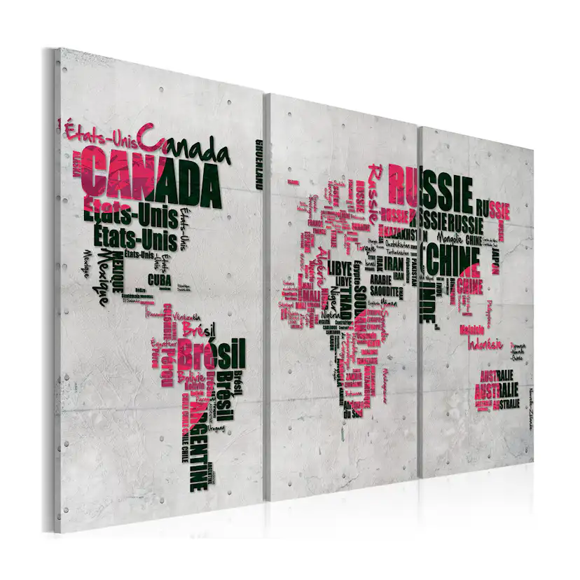 Tavla Arkiio Karta Över Världen Franska Triptych