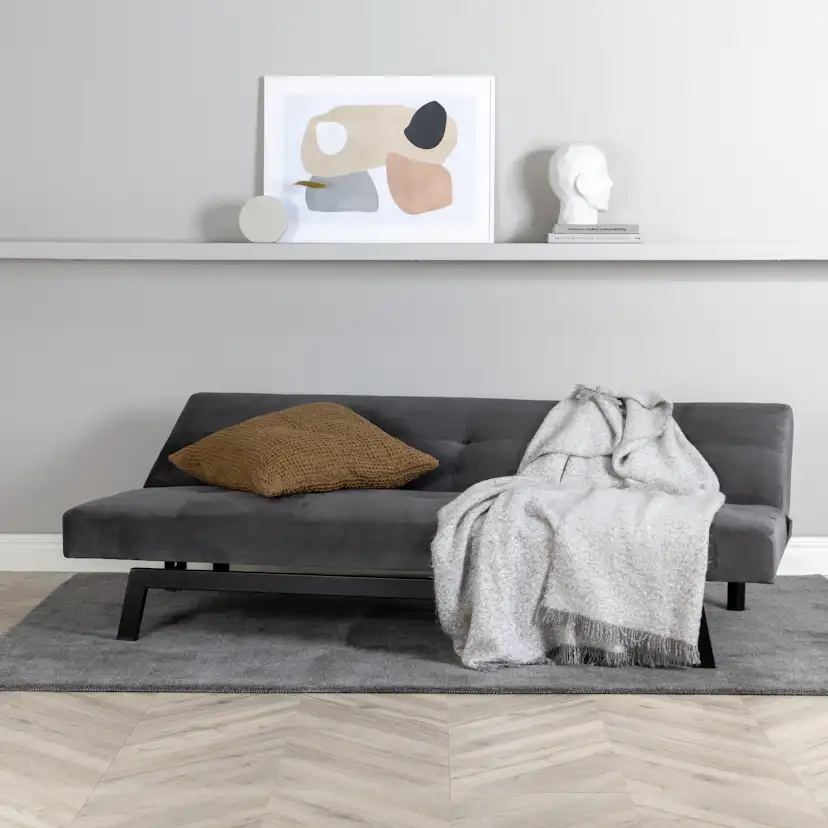 Bäddsoffa Venture Home Bodil Grå Sammet 2-sitssoffa 180x80x55 cm 1 Sovplats