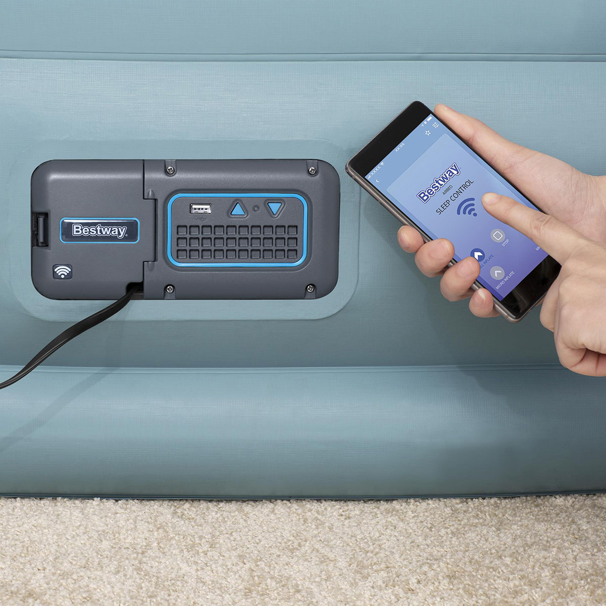 Madrass Bestway Tritech Queen Airbed Med App-styrning