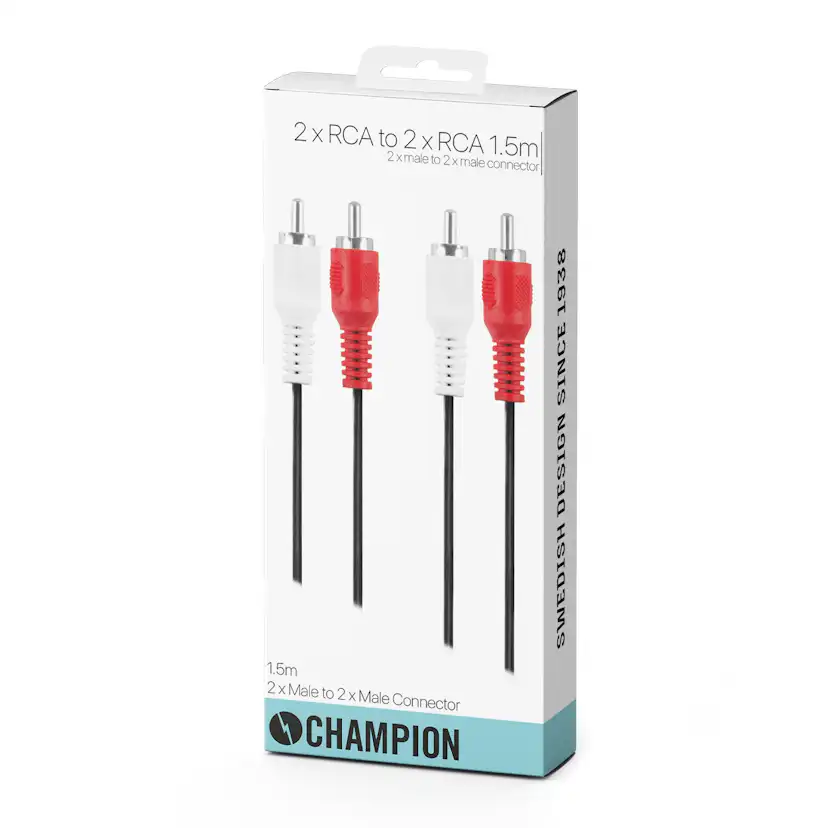 Ljudkabel Champion 2 RCA - 2 RCA Hane-Hane 1.5m