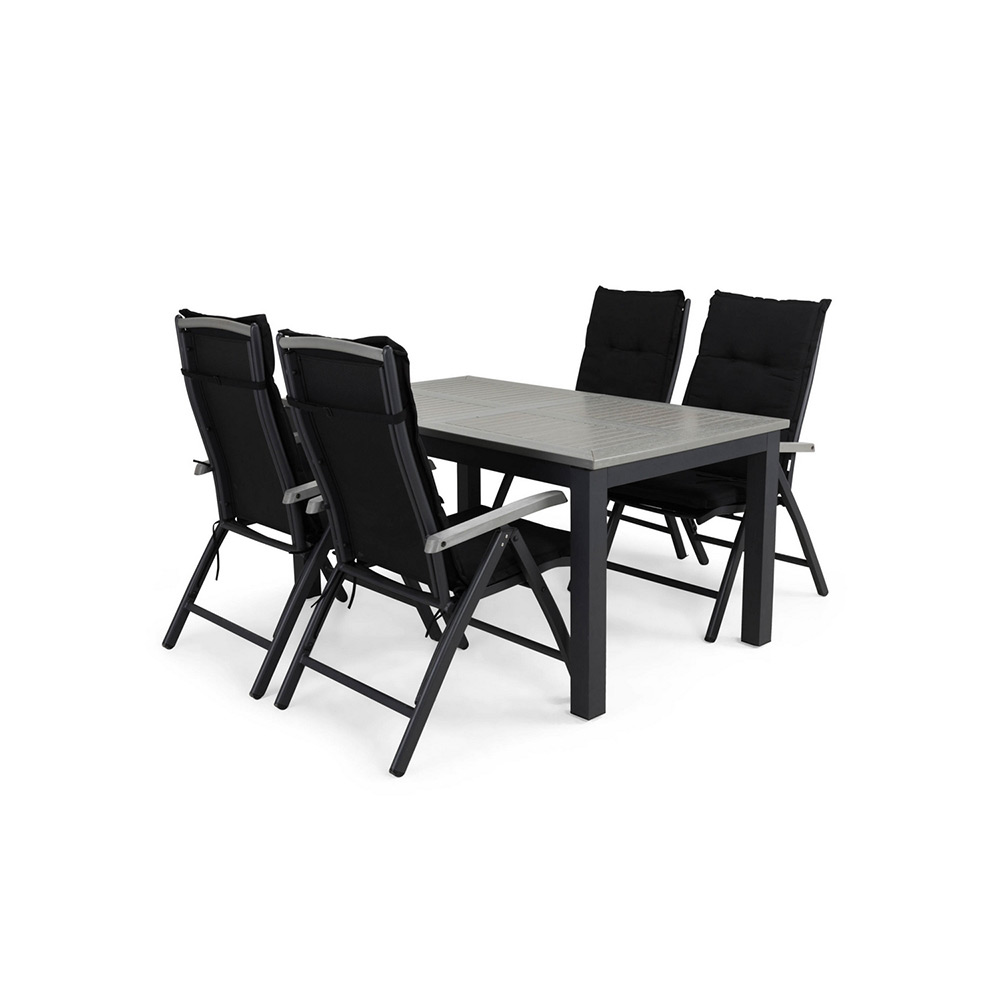 Matgrupp Utomhus Comfort Garden Monaco 152-210 Lyx 4 Svart inkl. Dynor