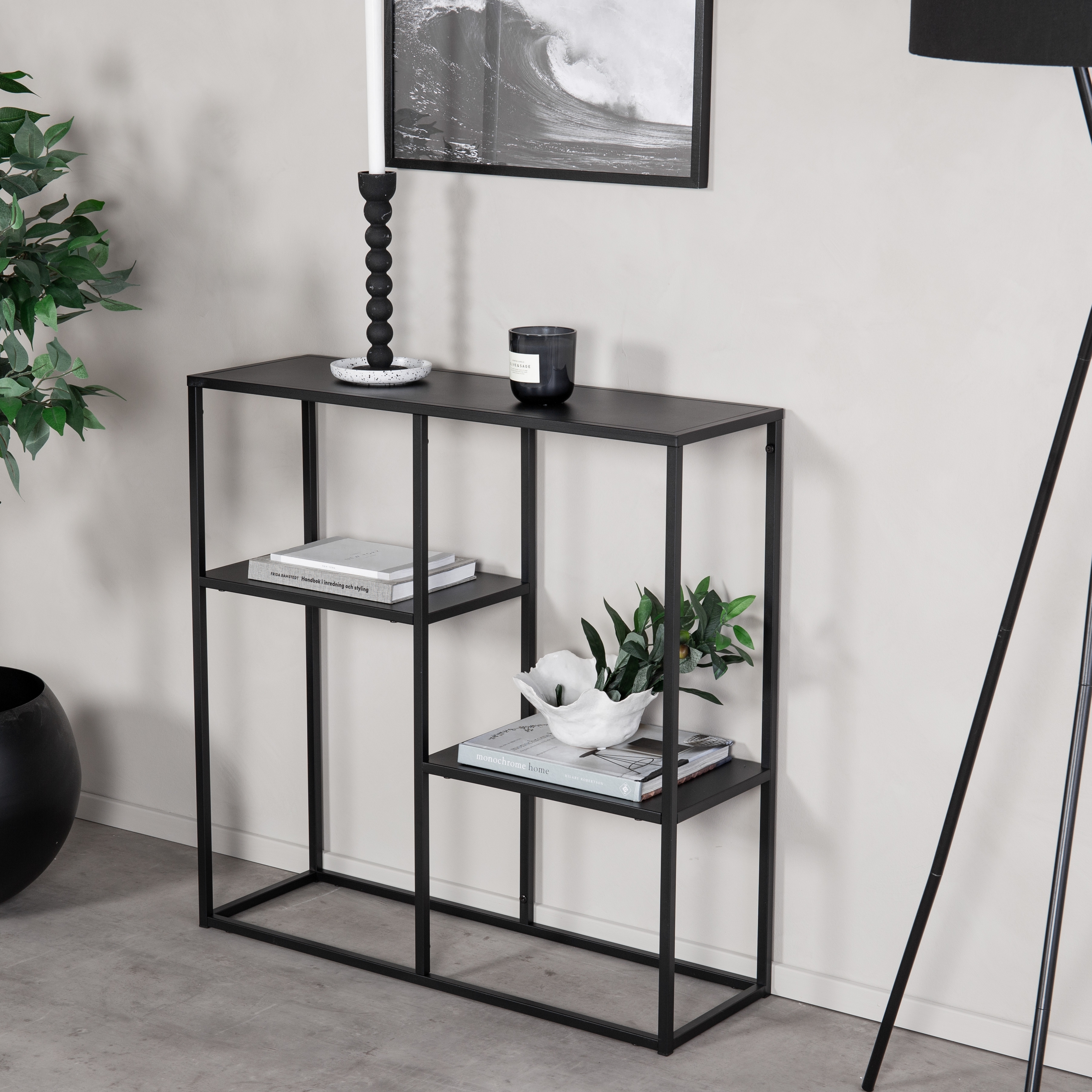 Avlastningsbord Venture Home Svart Staal med Öppet Hyllsystem i Pulverlackerat Stål