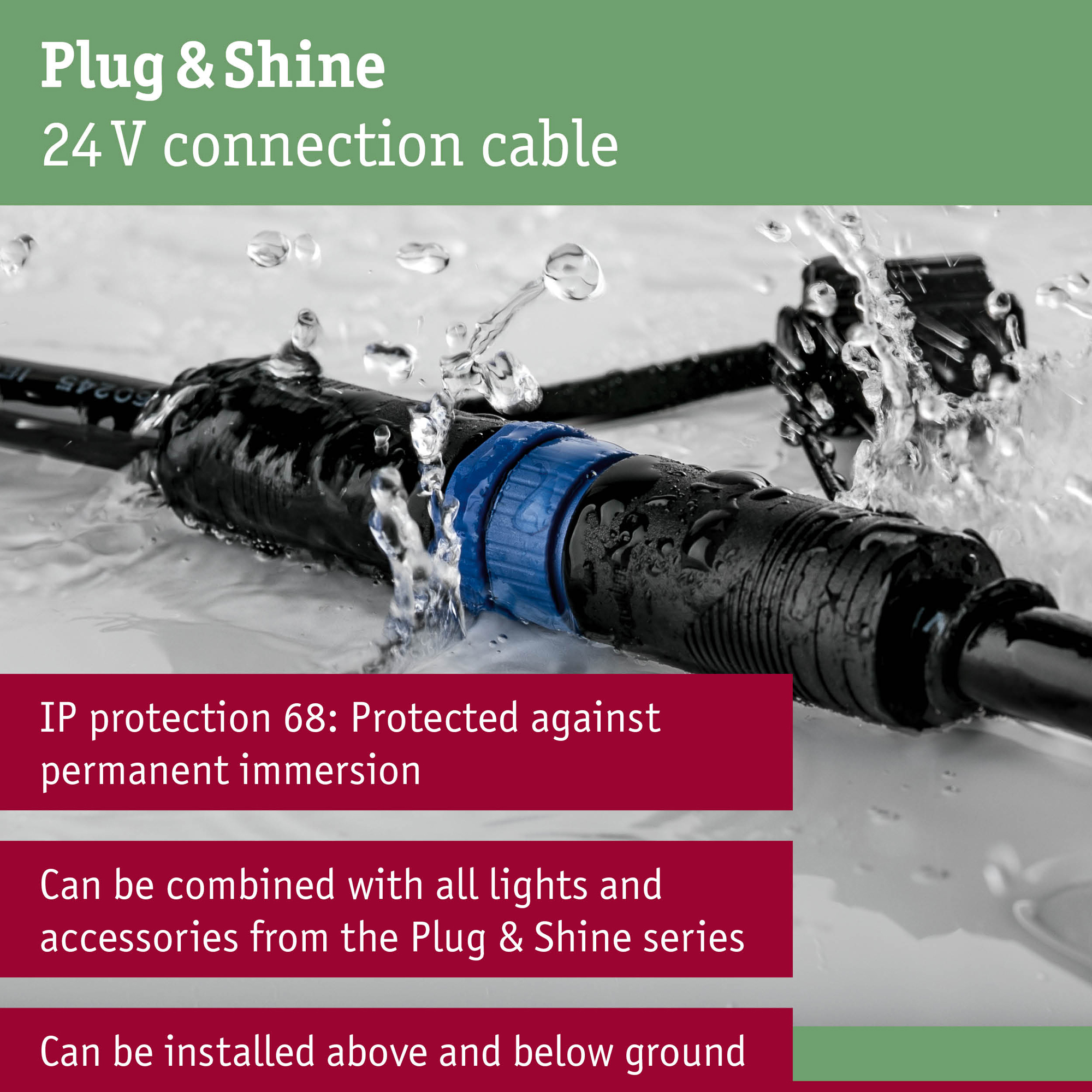 Anslutningskabel Paulmann Plug & Shine IP68 max. 150W 1in-4ut