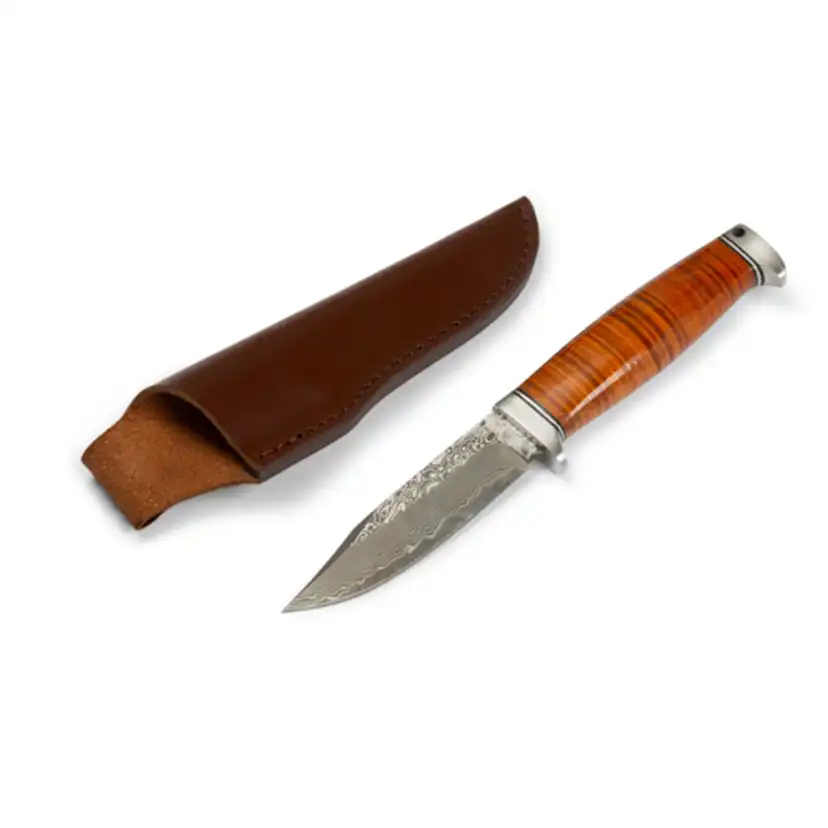 Jaktkniv Briv Damascus Leather 9,5"