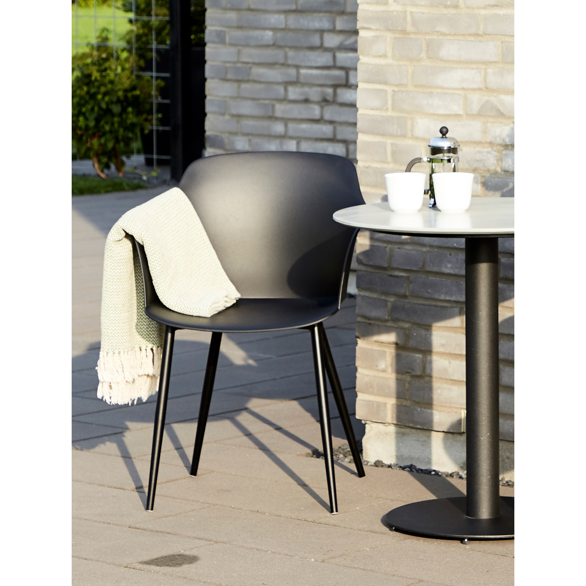 Trädgårdsstol ENVY DESIGN Camilla Svart, Modern Utemöbel i Plast, 2-pack