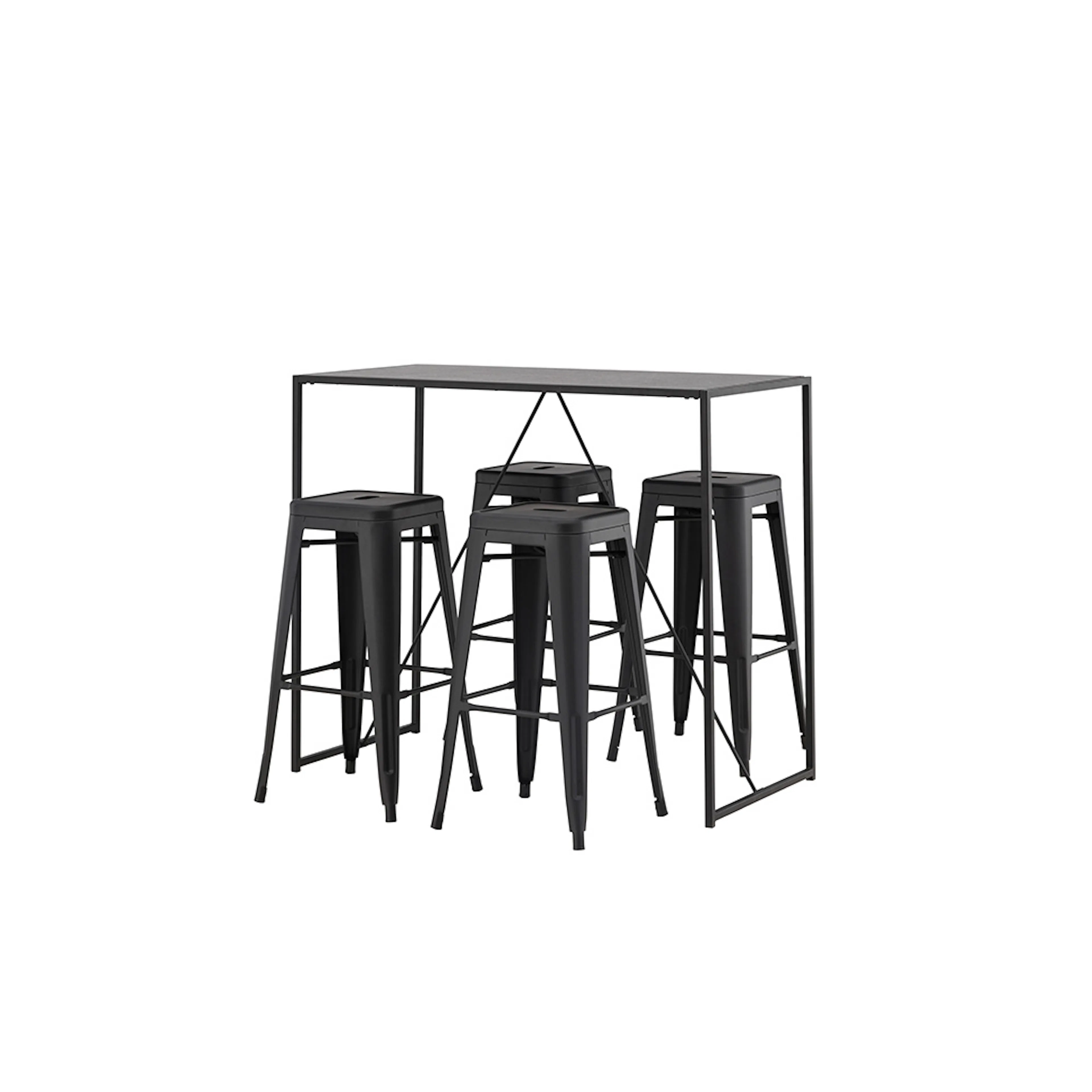 Brea Bar Table - Black / Black MDF +Tempe Bar Chair - Matte Svart