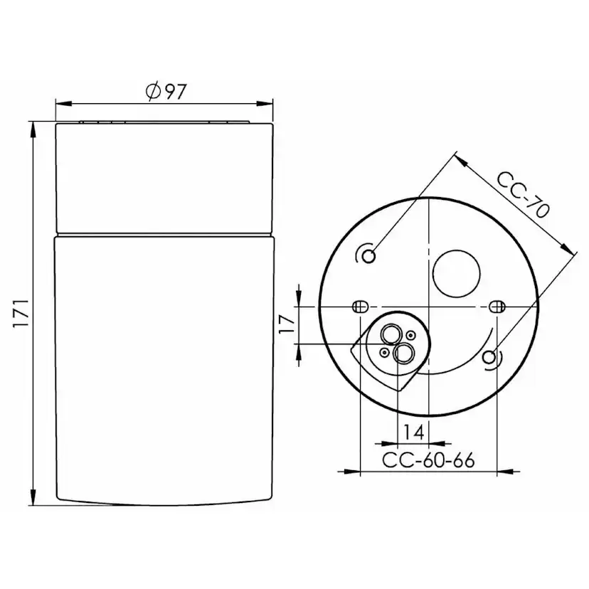 Vägg-/Taklampa Ifö Electric Opus 100/175 IP44 Rak E27 Bastu