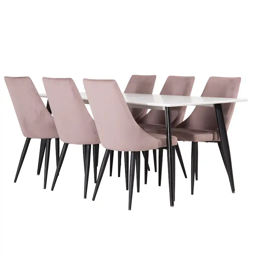 Matgrupp Venture Home Pobbie med 6 Laura Stolar Svarta Ben