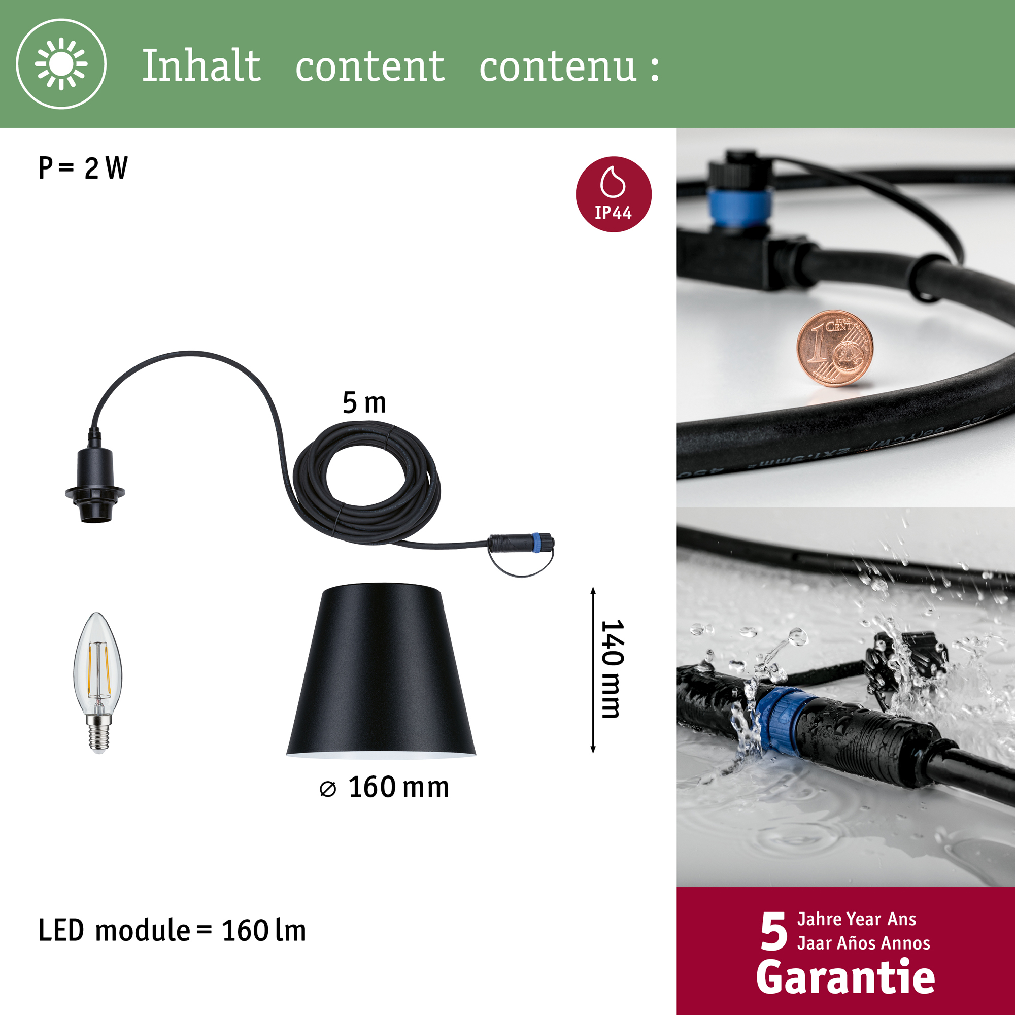 Pendellampa Paulmann Kofia Plug & Shine IP44 24V