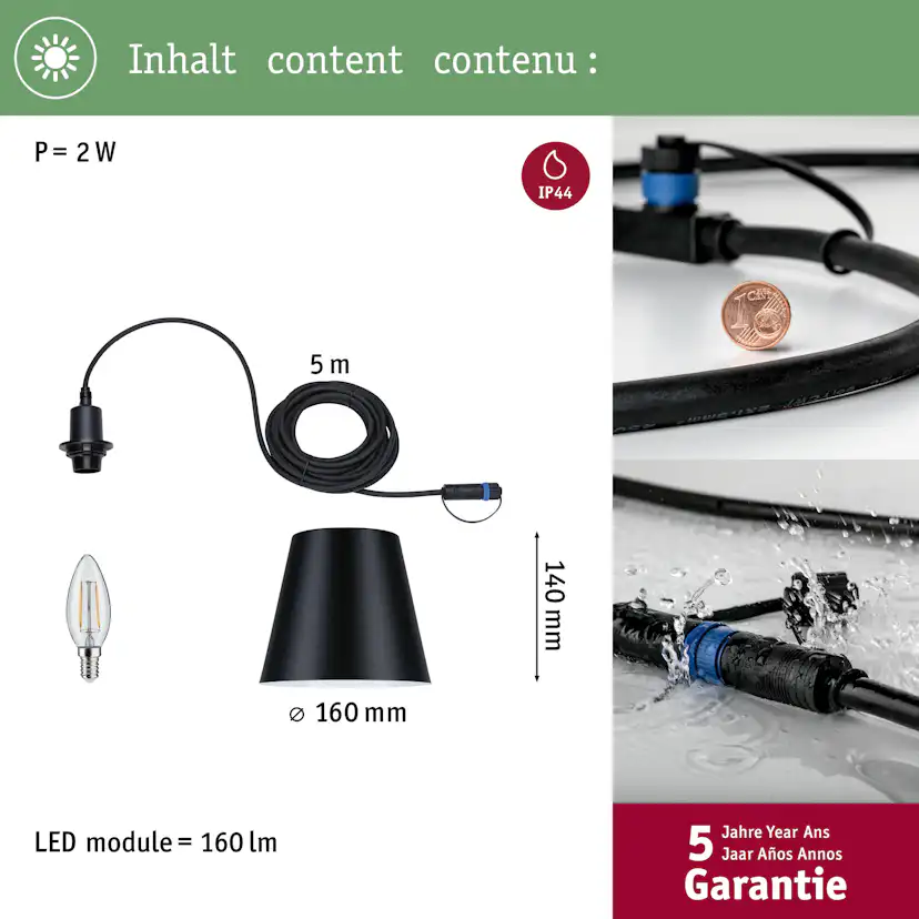 Pendellampa Paulmann Kofia Plug & Shine IP44 24V