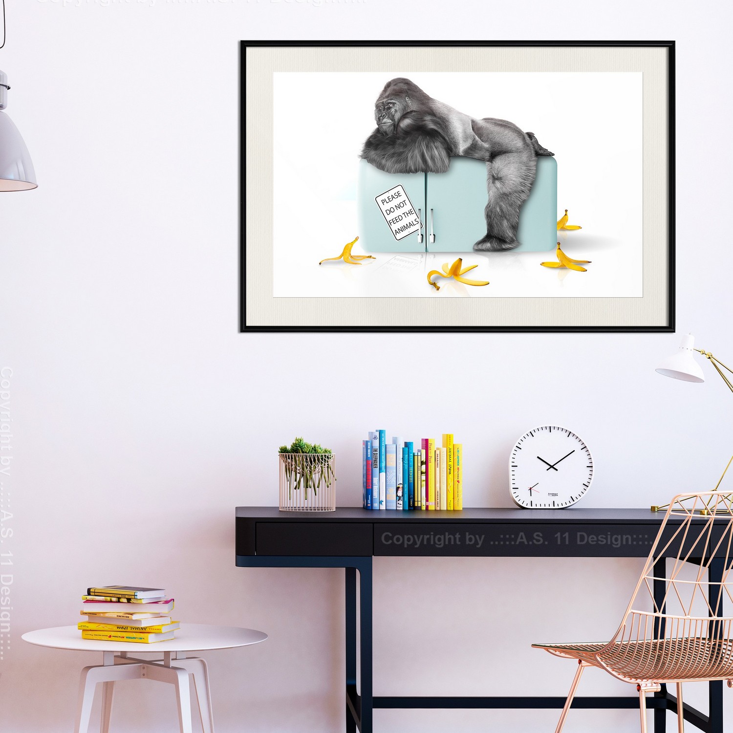 Affisch - Hungry Gorilla [Poster] 30x20 Svart ram med passepartout, 30x20 cm