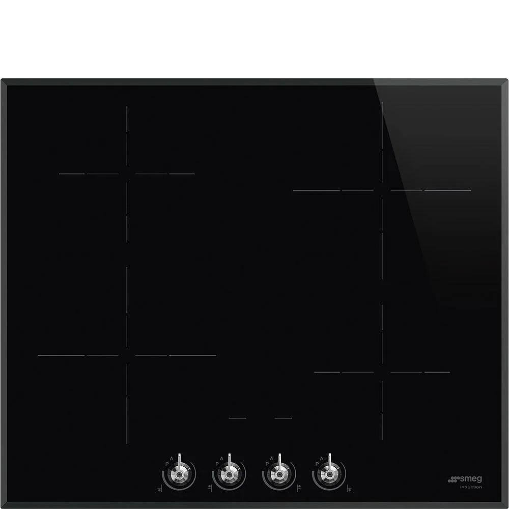 Induktionshäll Smeg Classic SI364BM Svart med Facettslipad Kant och 4 Zoner
