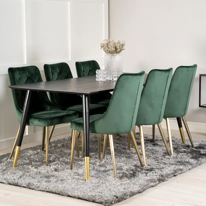 Matgrupp Venture Home Dipp med 6 Velvet Deluxe Stolar