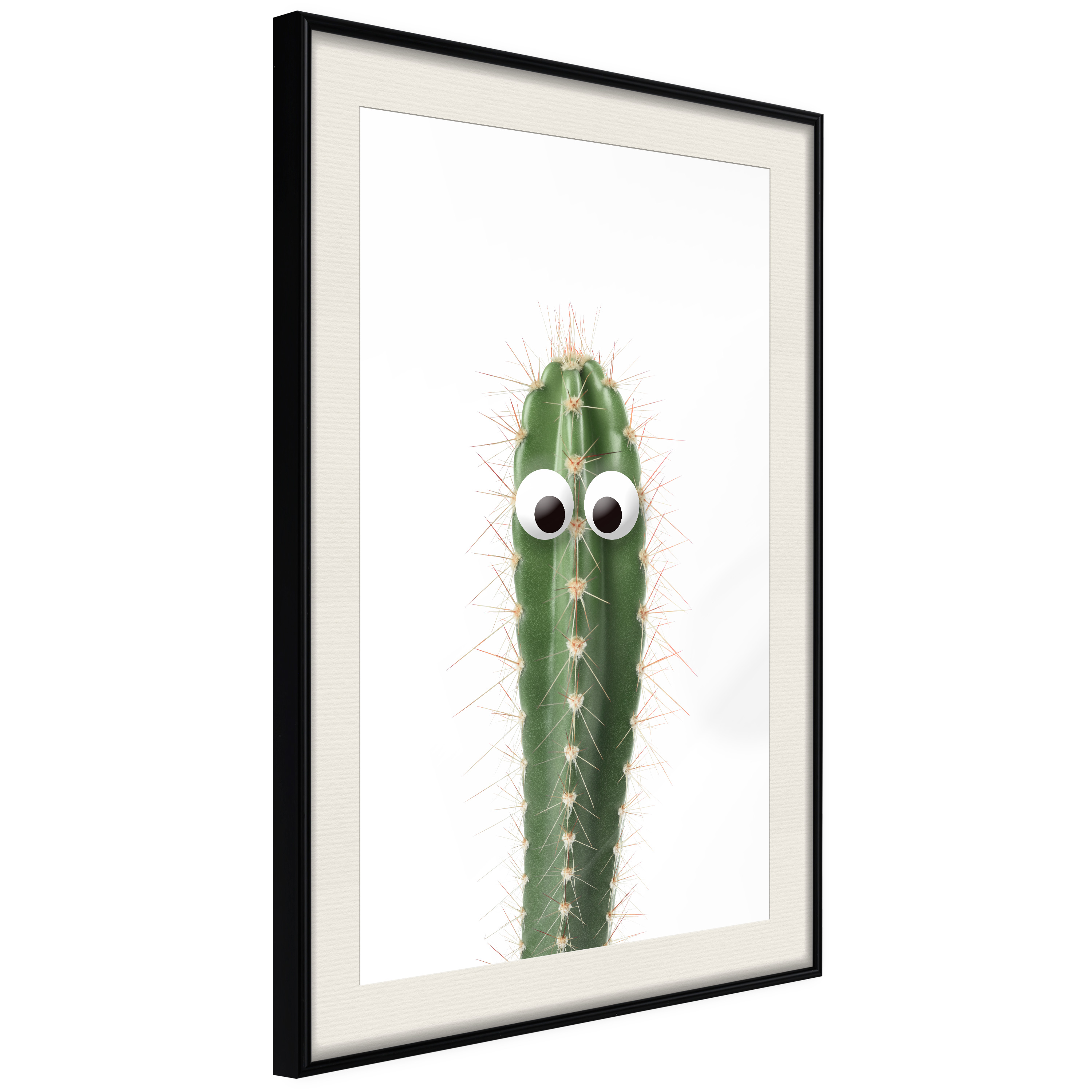Affisch - Live Cactus [Poster] 40x60 Svart ram med passepartout, 40x60 cm
