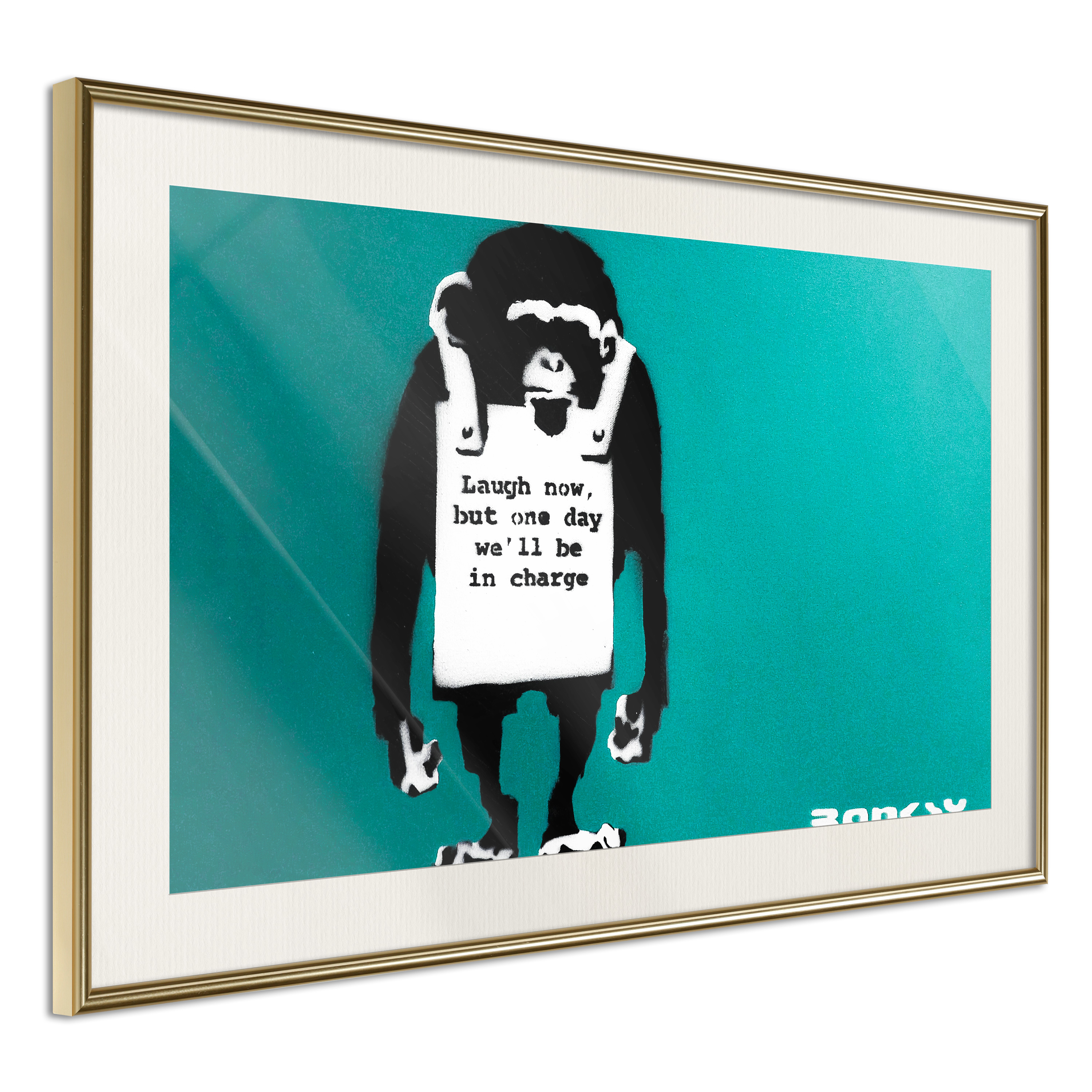 Affisch - Angry Monkey [Poster] 30x20 Guld ram med passepartout, 30x20 cm