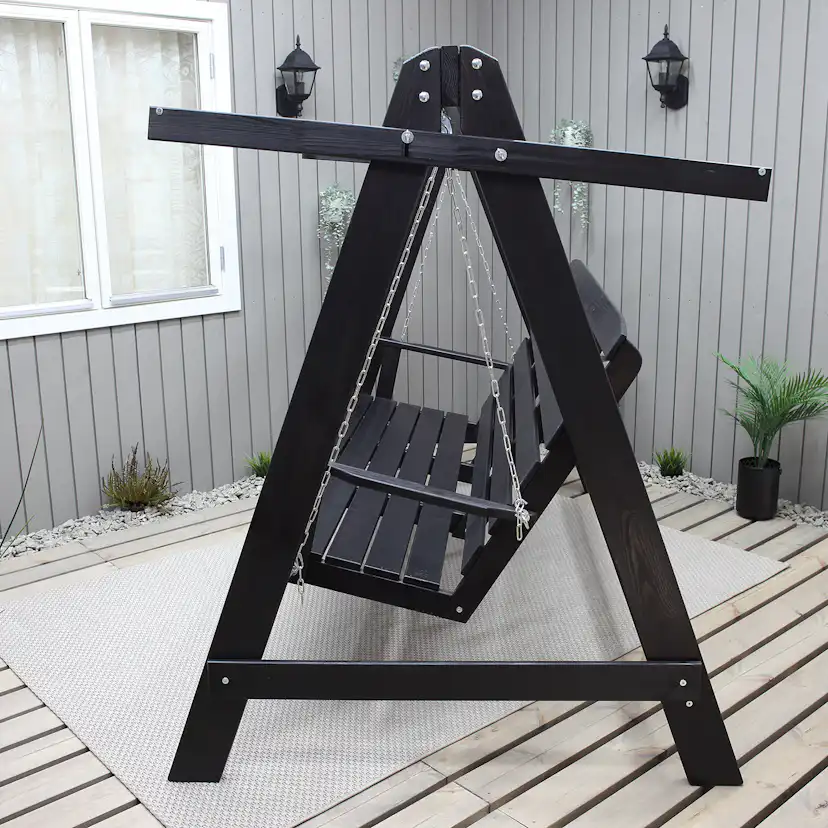 PELLE garden swing without roof, Svarte frame Grå
