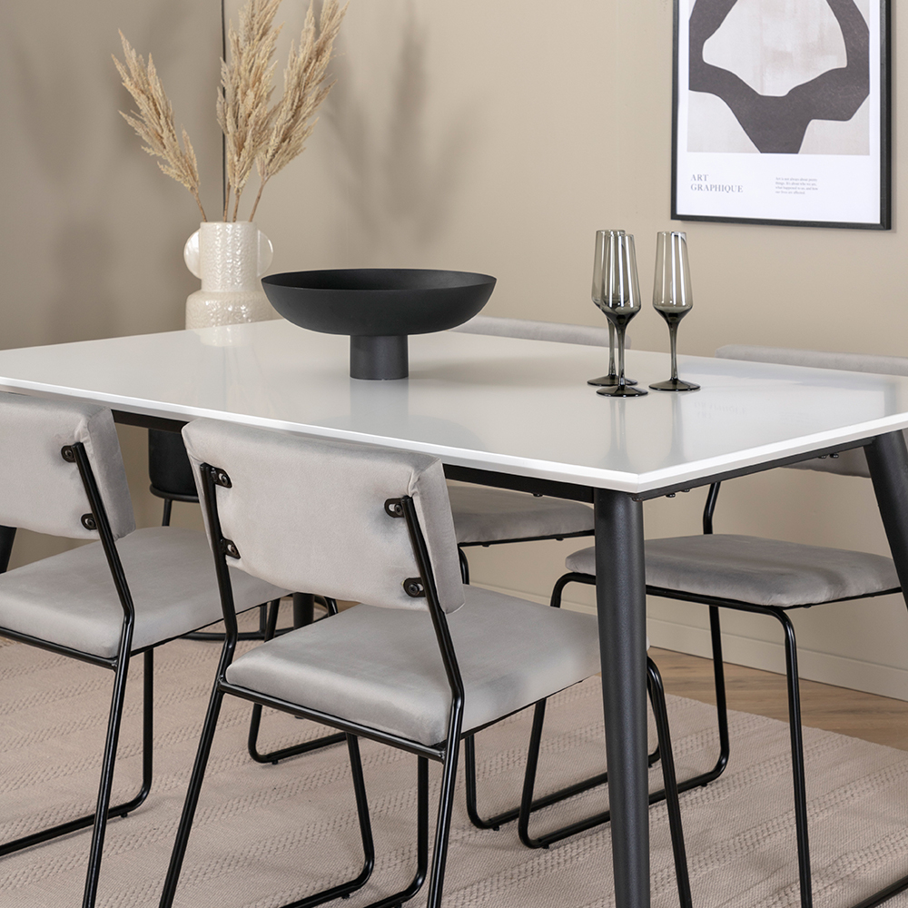 Jimmy Dining Table  - Black / White HPL+Kenth Chair - Black Grå/Vit/Svart