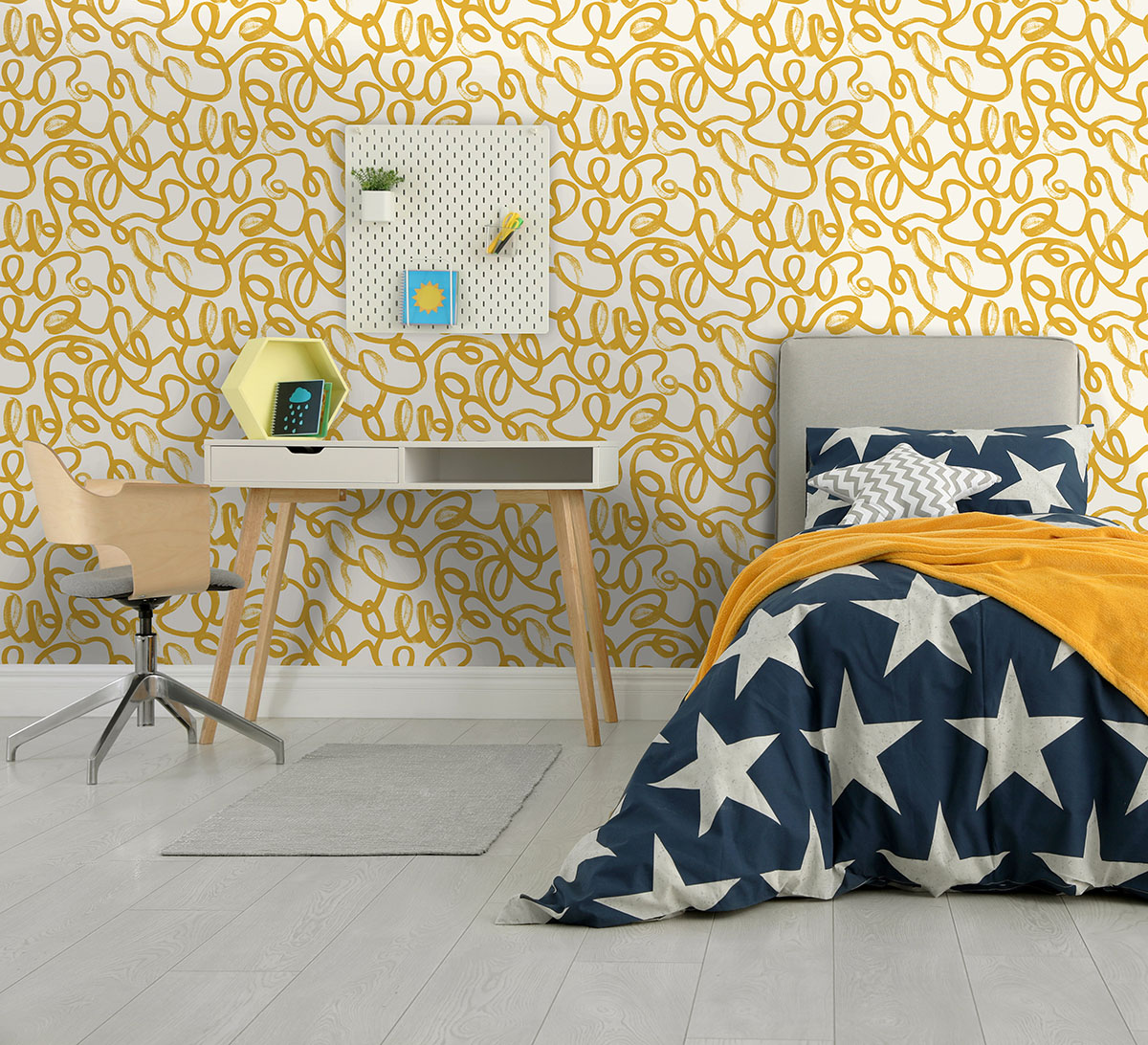 Tapet Holden Dream Catcher Squiggle Ochre White 13361