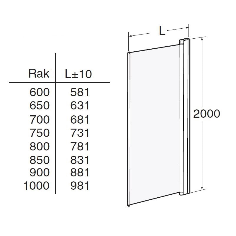 Duschdörr Contura Shower Space Rak SPNF 900 mm BxH:900x2000