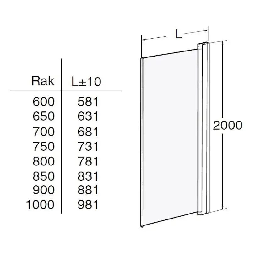 Duschdörr Contura Shower Space Rak SPNF 900 mm BxH:900x2000