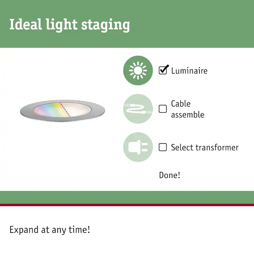 LED Infälld Markbelysning Paulmann Plug & Shine Smart Home Zigbee 3.0 Floor Profil IP67 RGBW+ 2W