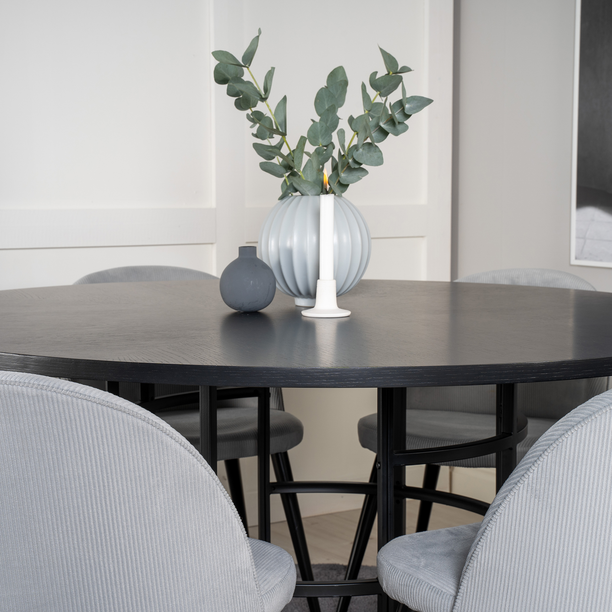 Copenhagen - Dining Table round - Black / Black+Velvet matst Svart/Grå
