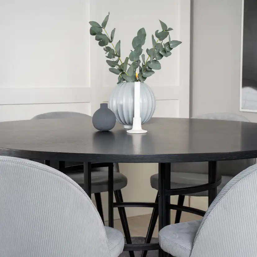 Copenhagen - Dining Table round - Black / Black+Velvet matst Svart/Grå