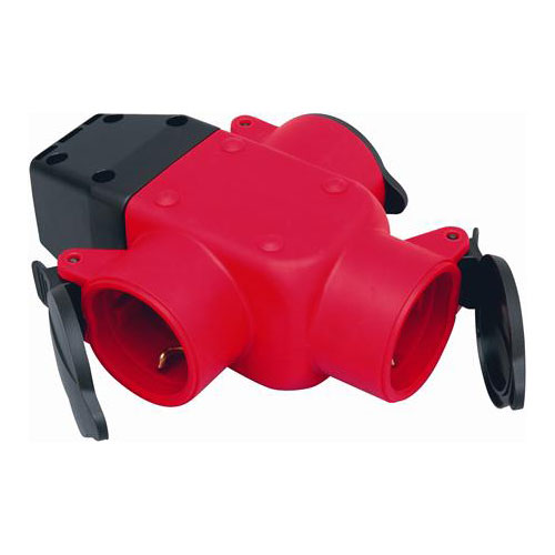 Grenuttag Malmbergs 3-Vägs IP44 med Jord och Lock Röd