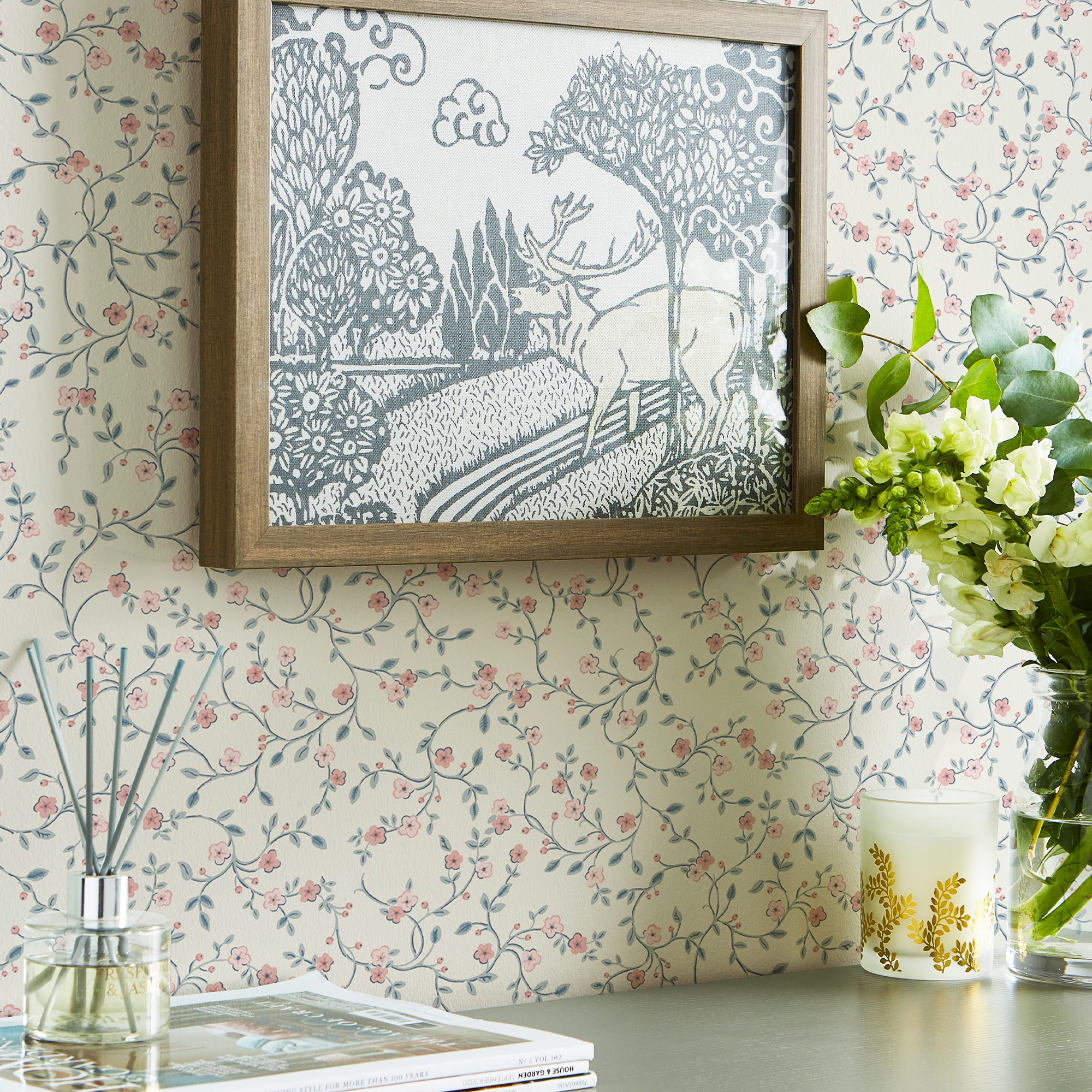 Tapet Laura Ashley Belncow Sprig Dark Duck Egg Blå 122749