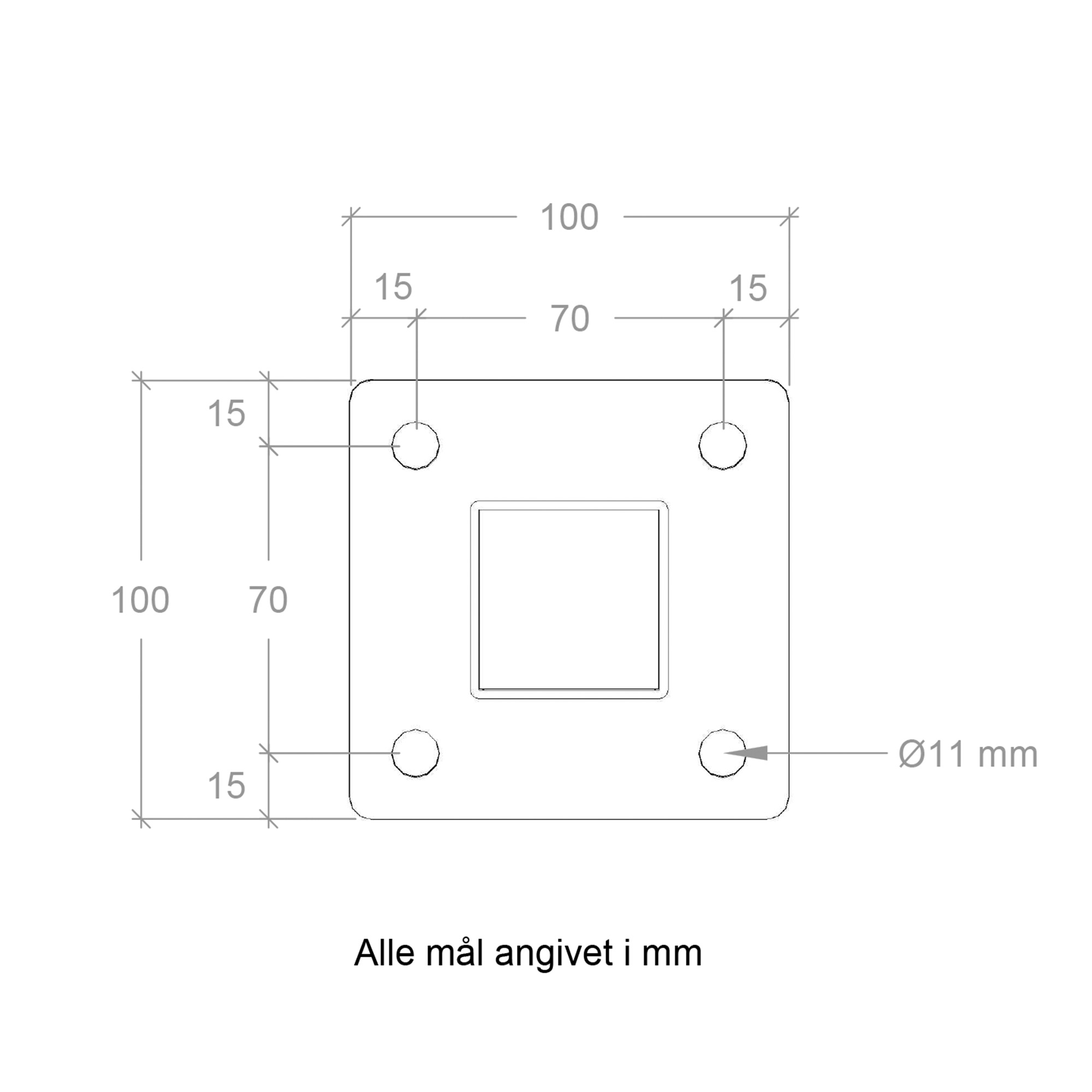 Stålstolpe PLUS för Räcke 45x45 Varmgalvaniserad
