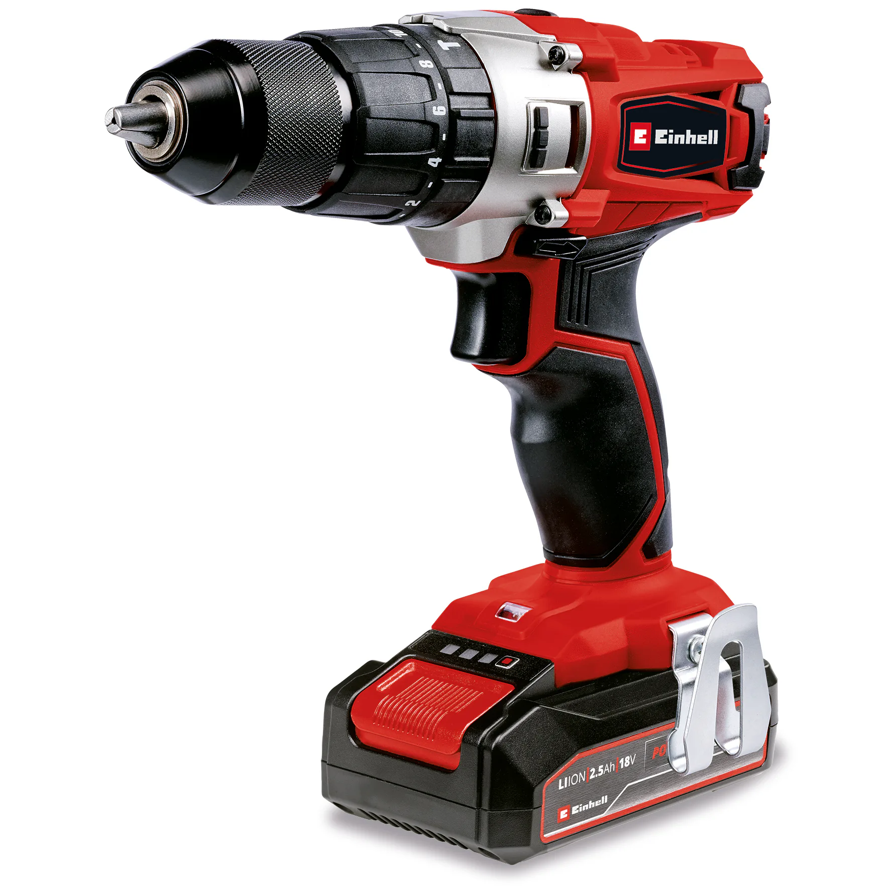 Slagborrmaskinskit Einhell TE-CD 18/2 Li-i med 1x2,5 Ah Batteri och 22 delars Bit- och Borrset