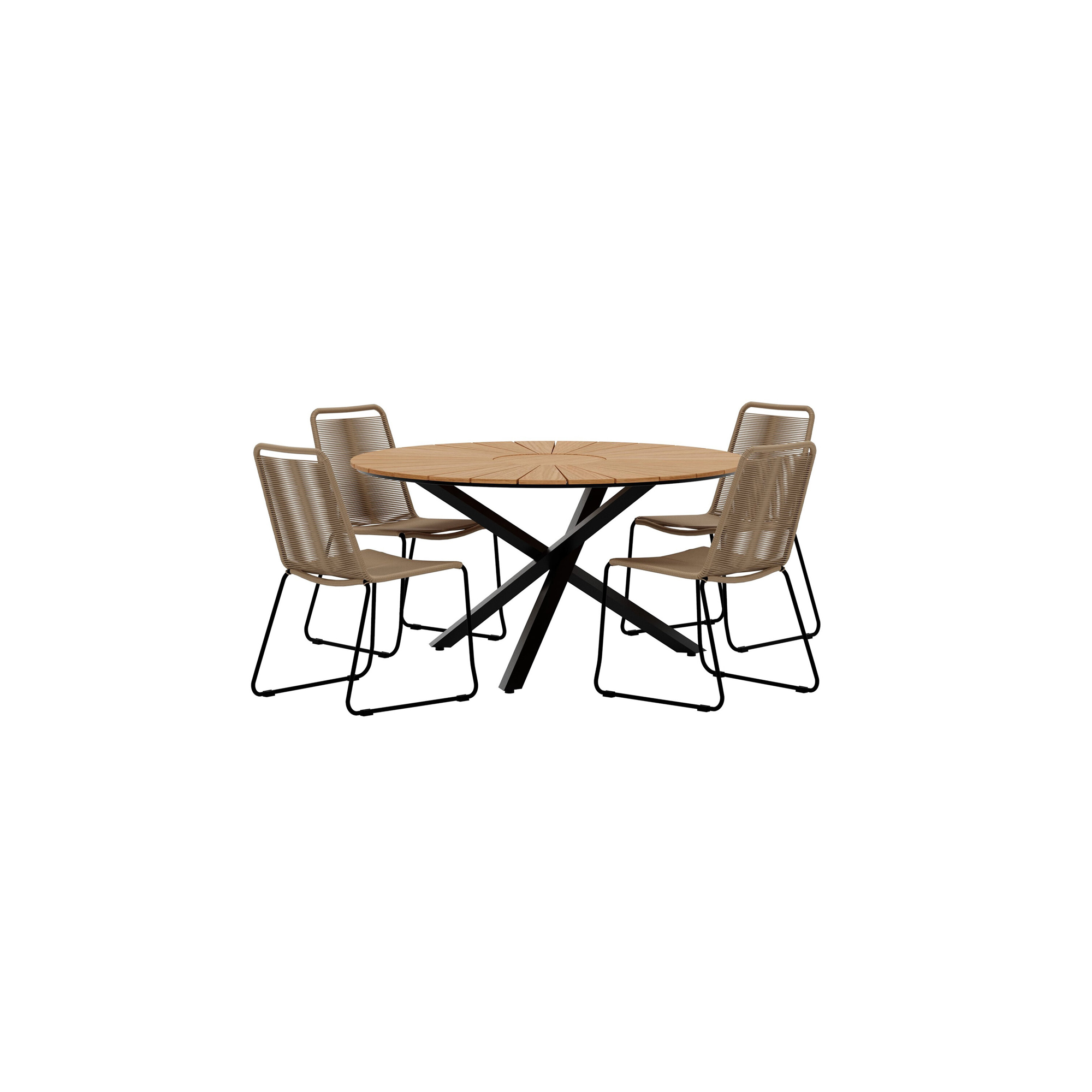 Matgrupp Utomhus Venture Home Mexico Ø140 cm med 4 st Lindos Trädgårdsstolar