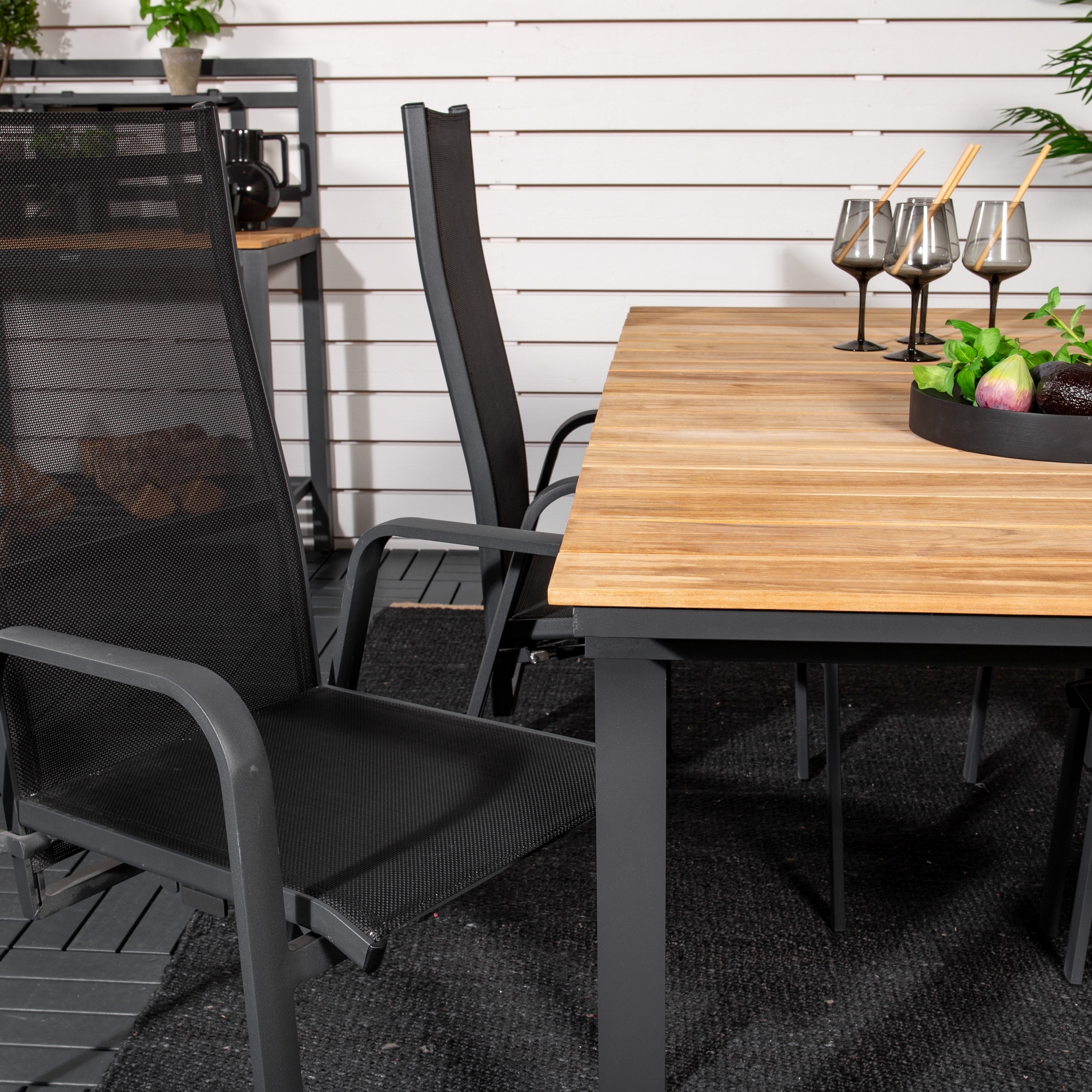 Matgrupp Utomhus Venture Home Meya 160/240 med 4 Copacabana Trädgårdsstolar