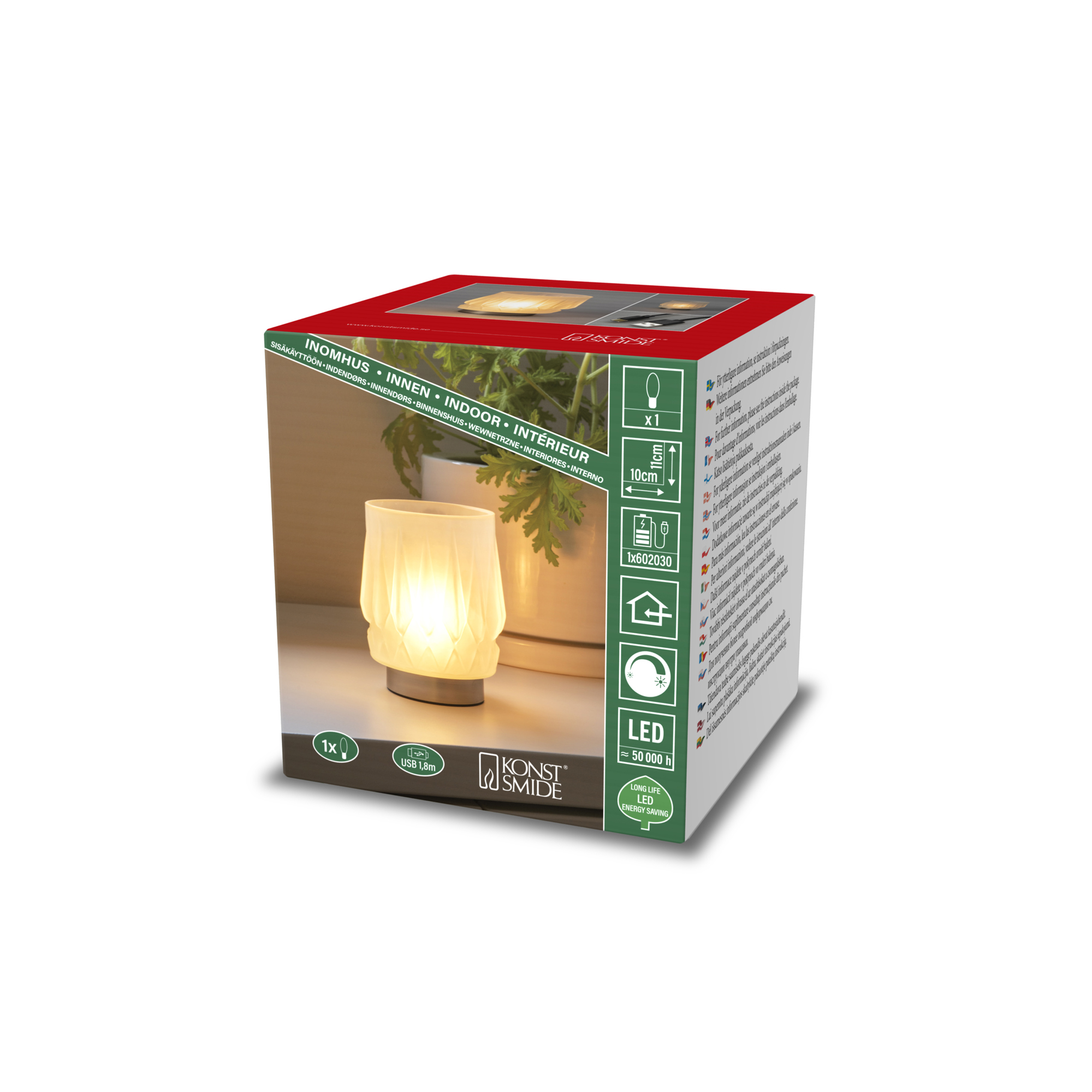 LED-ljuslykta Gnosjö Konstsmide No.1 10x11 cm USB-C