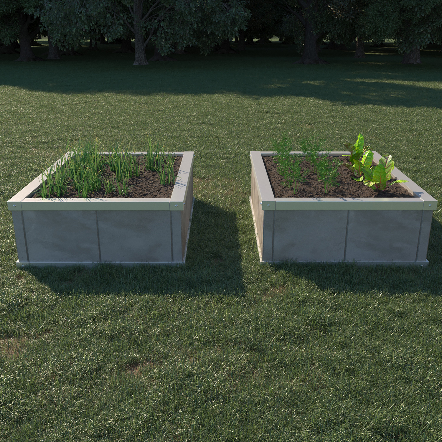 Odlingskrage Skotte Garden Pallkrage av Betongplattor & Zinkplåt, Rektangulär Odlingslåda