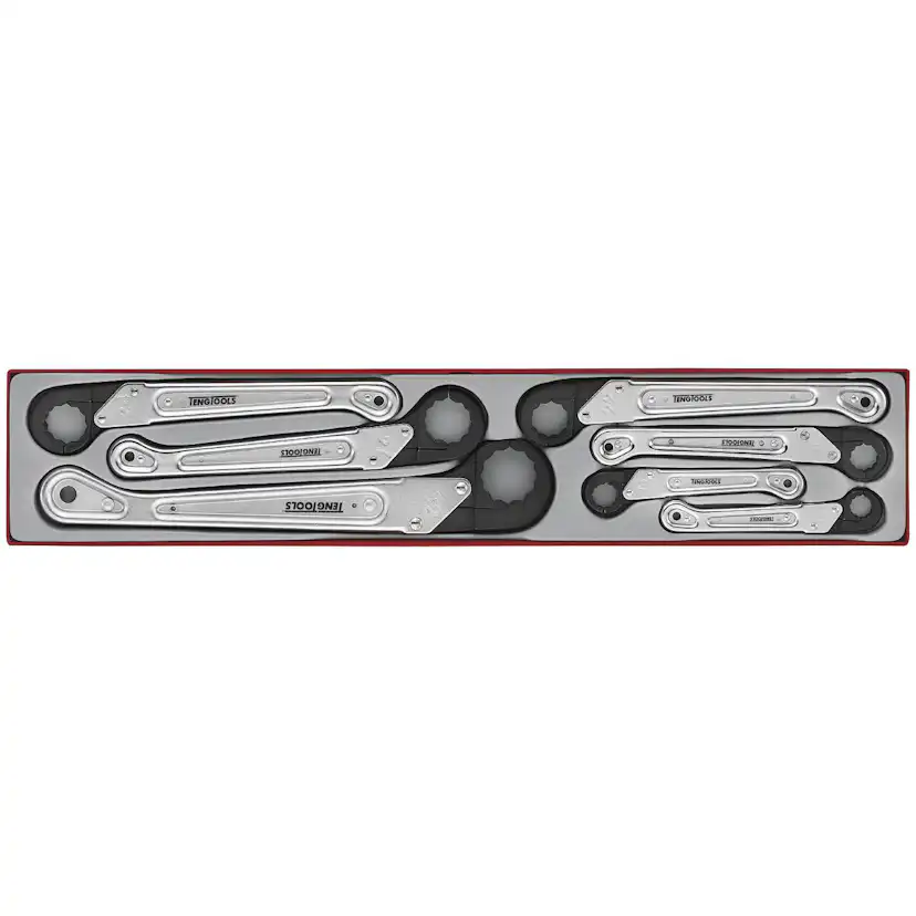 Öppningsbara ringspärrnycklar 7 delar Teng Tools TTXQRS07