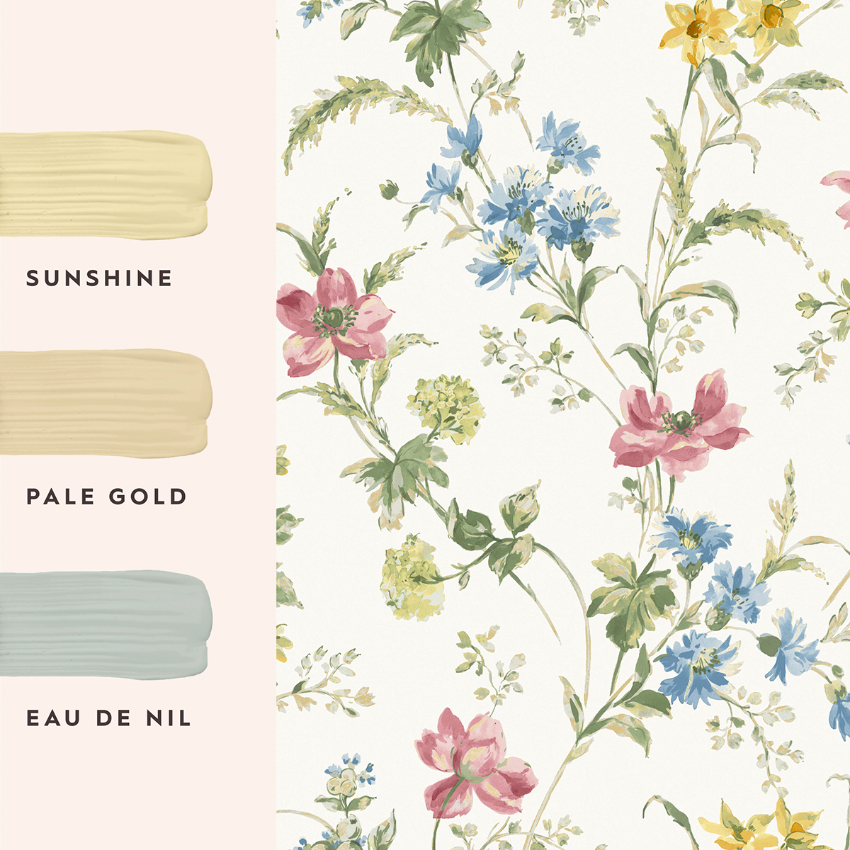 Tapet Laura Ashley Poppy Meadow Mångfärgad